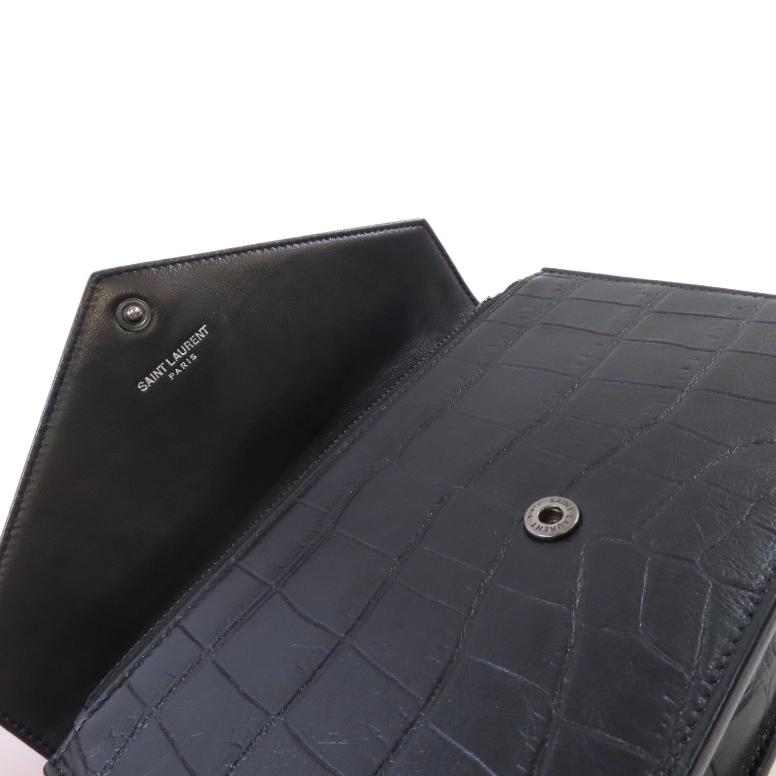 YVES SAINT LAURENT 牛皮皮革WOC Shoulder Bag鏈帶肩背袋黑色