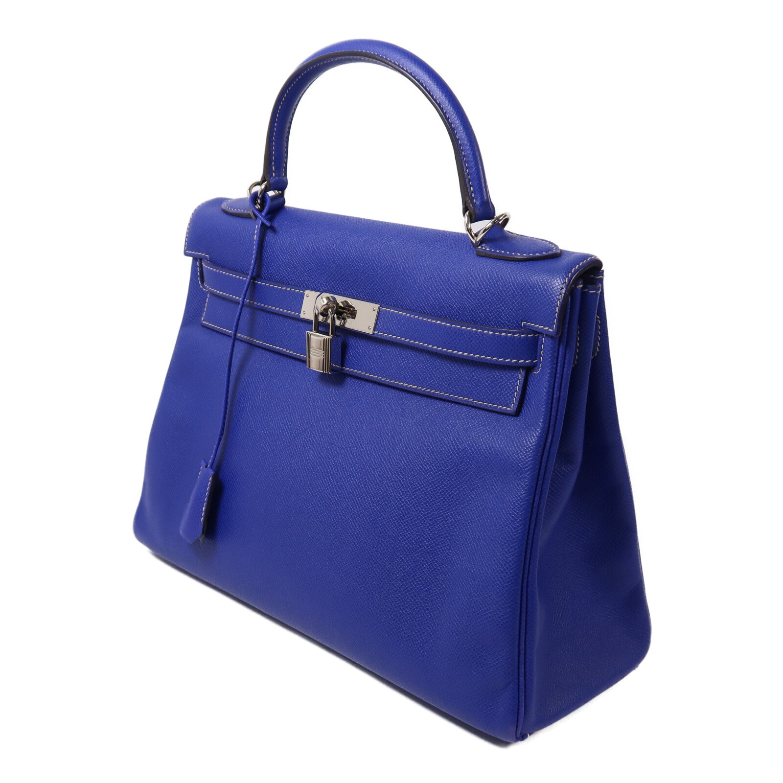 HERMES Epsom皮革Kelly 32手挽肩背兩用袋Bleu Electrique