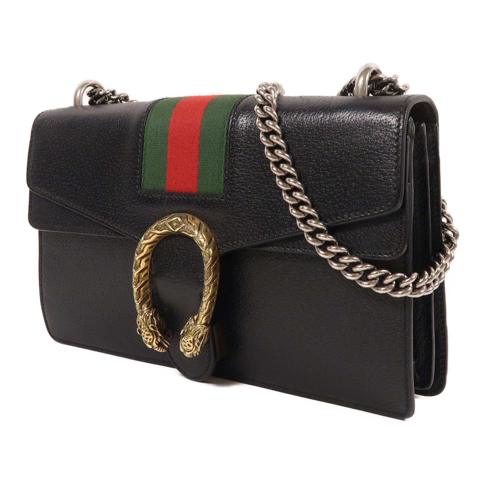 GUCCI 牛皮皮革Dionysus鏈帶肩背袋黑色