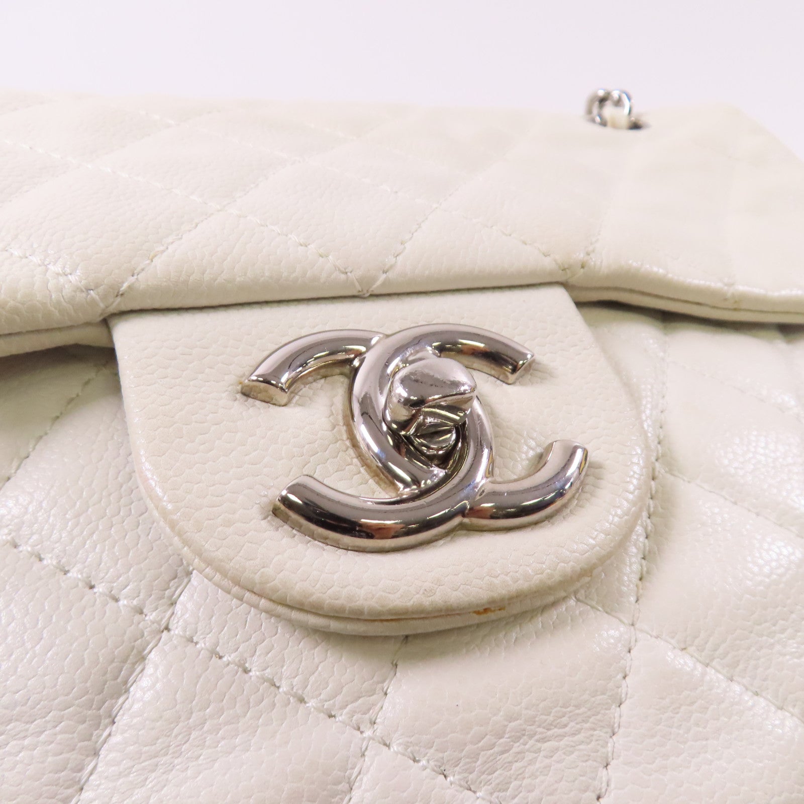 CHANEL 牛皮皮革Chain Shoulder銀扣鏈帶肩背袋