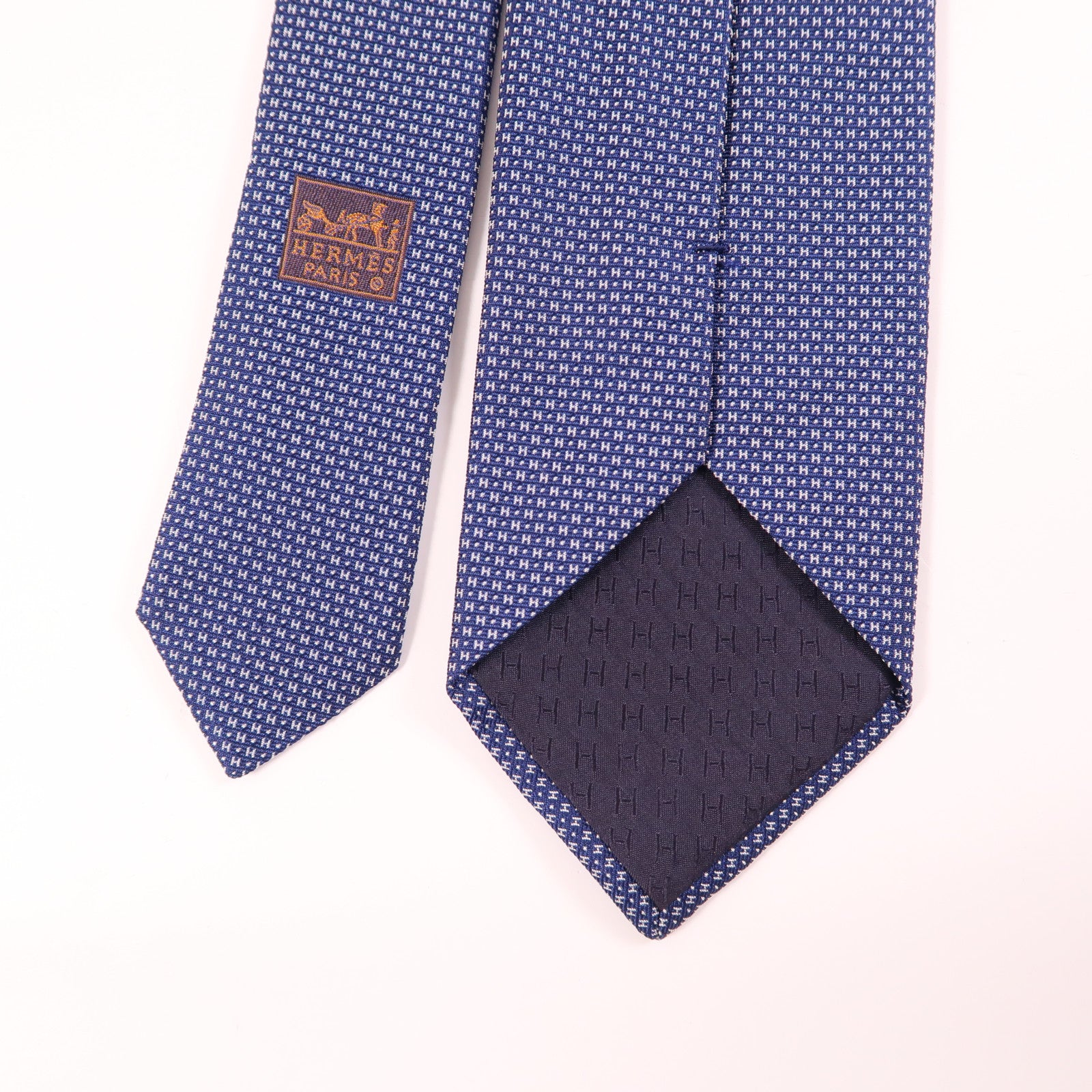 HERMES 絲質Tie領帶藍色