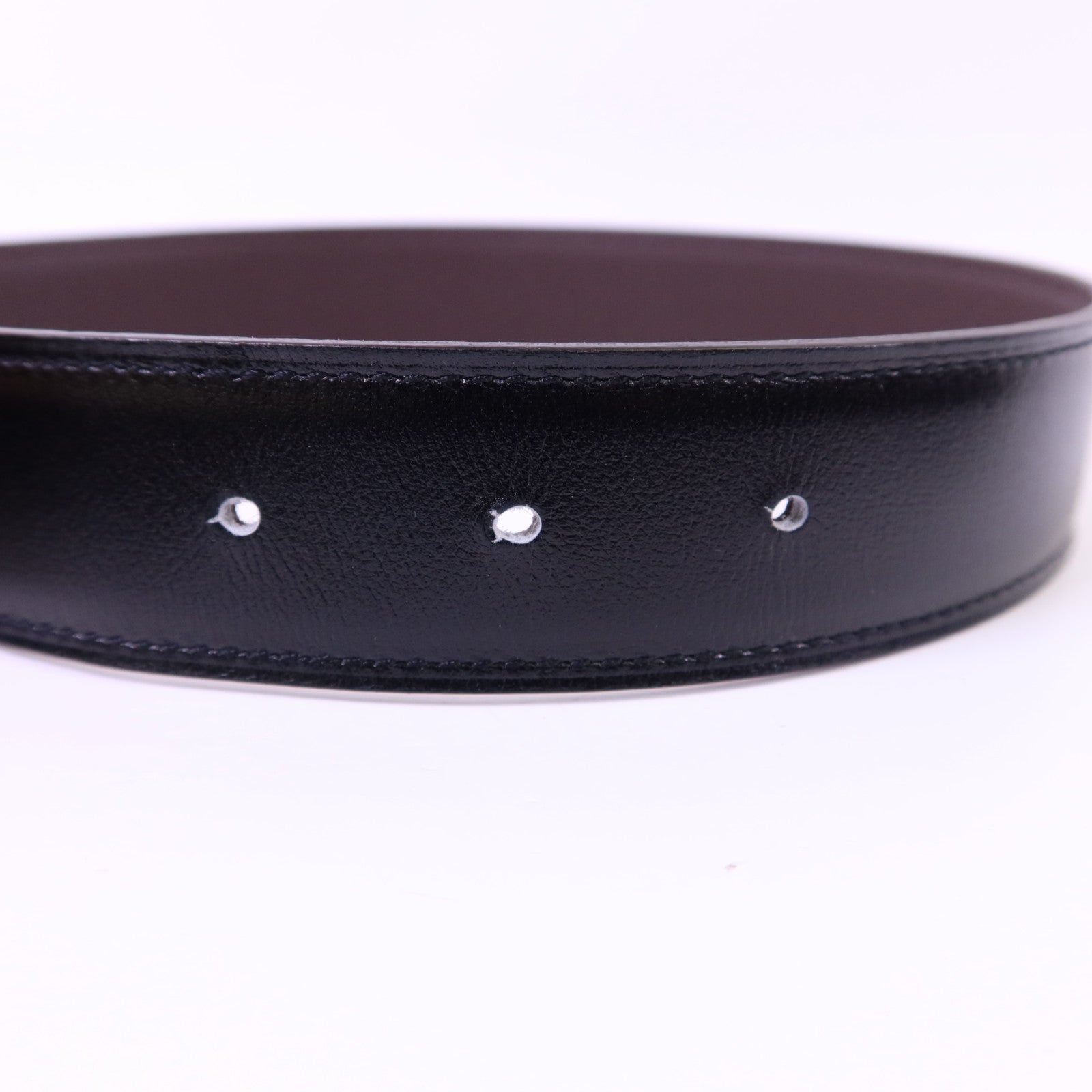 HERMES Box/Togo皮革Constance H Belt 90cm金扣皮帶Noir/Chocolat