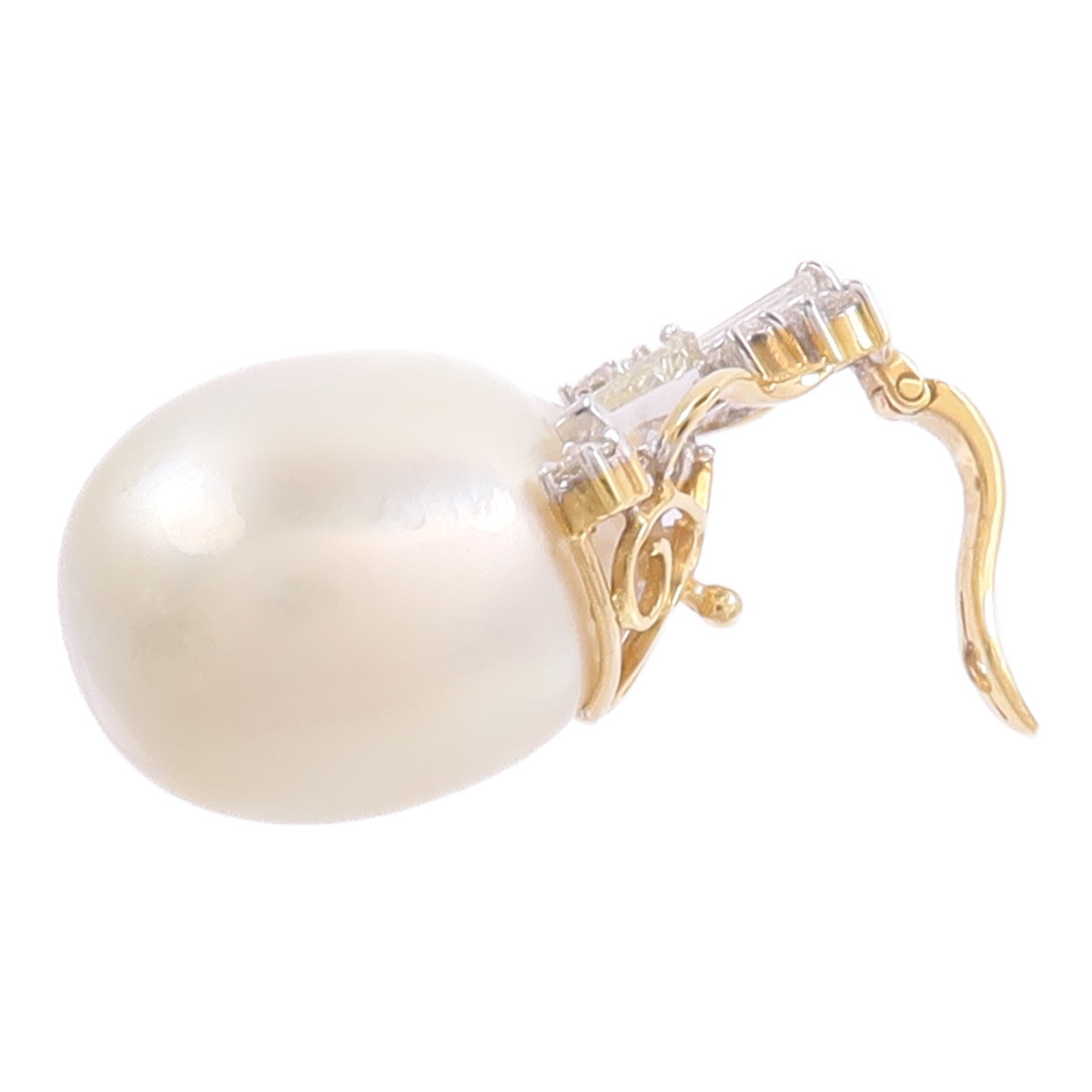 JEWELRY 18K黃金/白金Pearl Diamond Pendant Top珍珠/鑽石吊墜