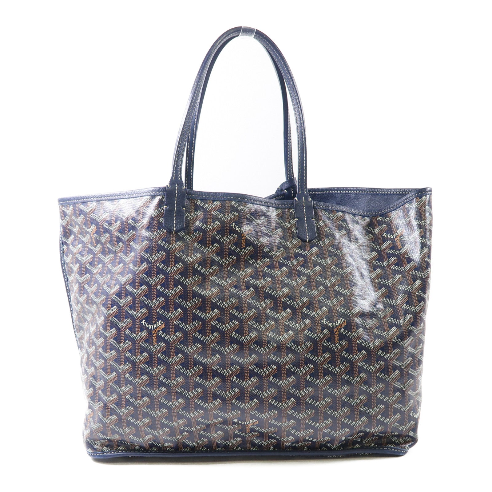 GOYARD 塗層帆布Anjou銀扣手挽袋/肩背袋深藍色