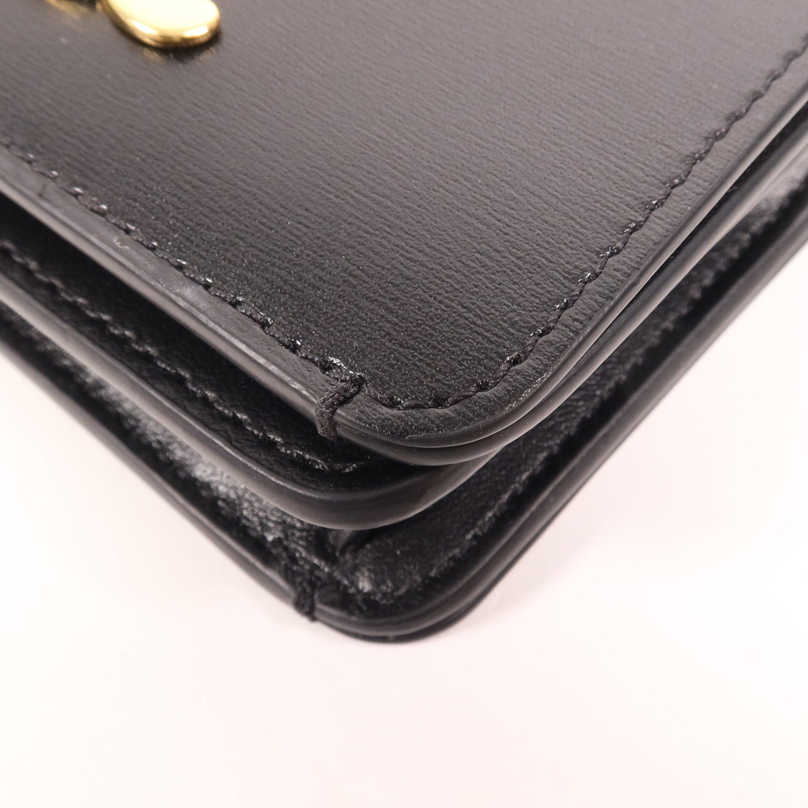 CELINE 牛皮皮革Triomphe Compact Wallet金扣錢包