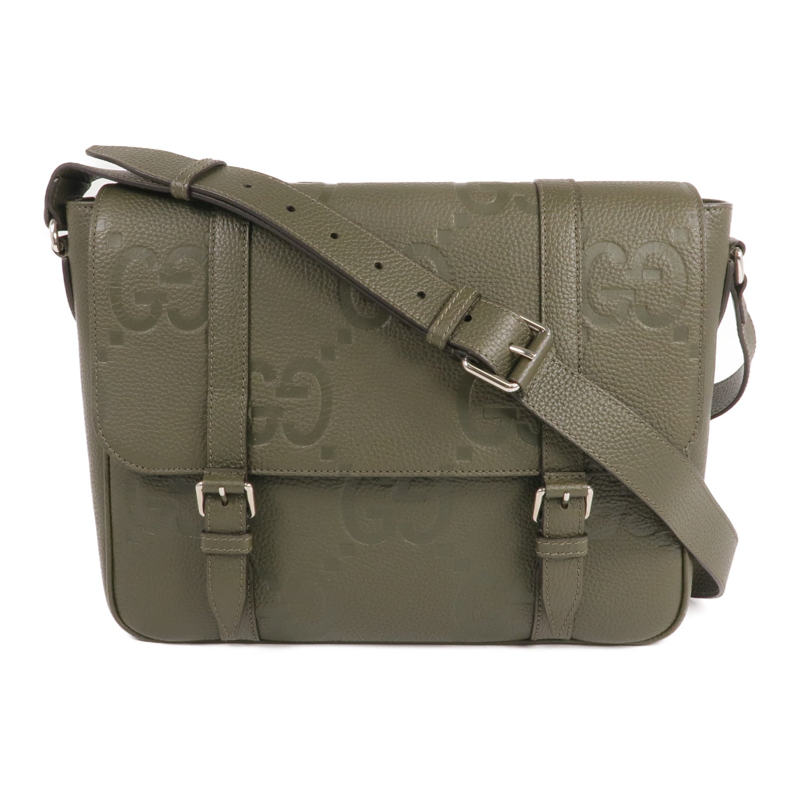 GUCCI 【激減優惠】牛皮皮革Jumbo GG Medium Messenger Bag銀扣肩背袋