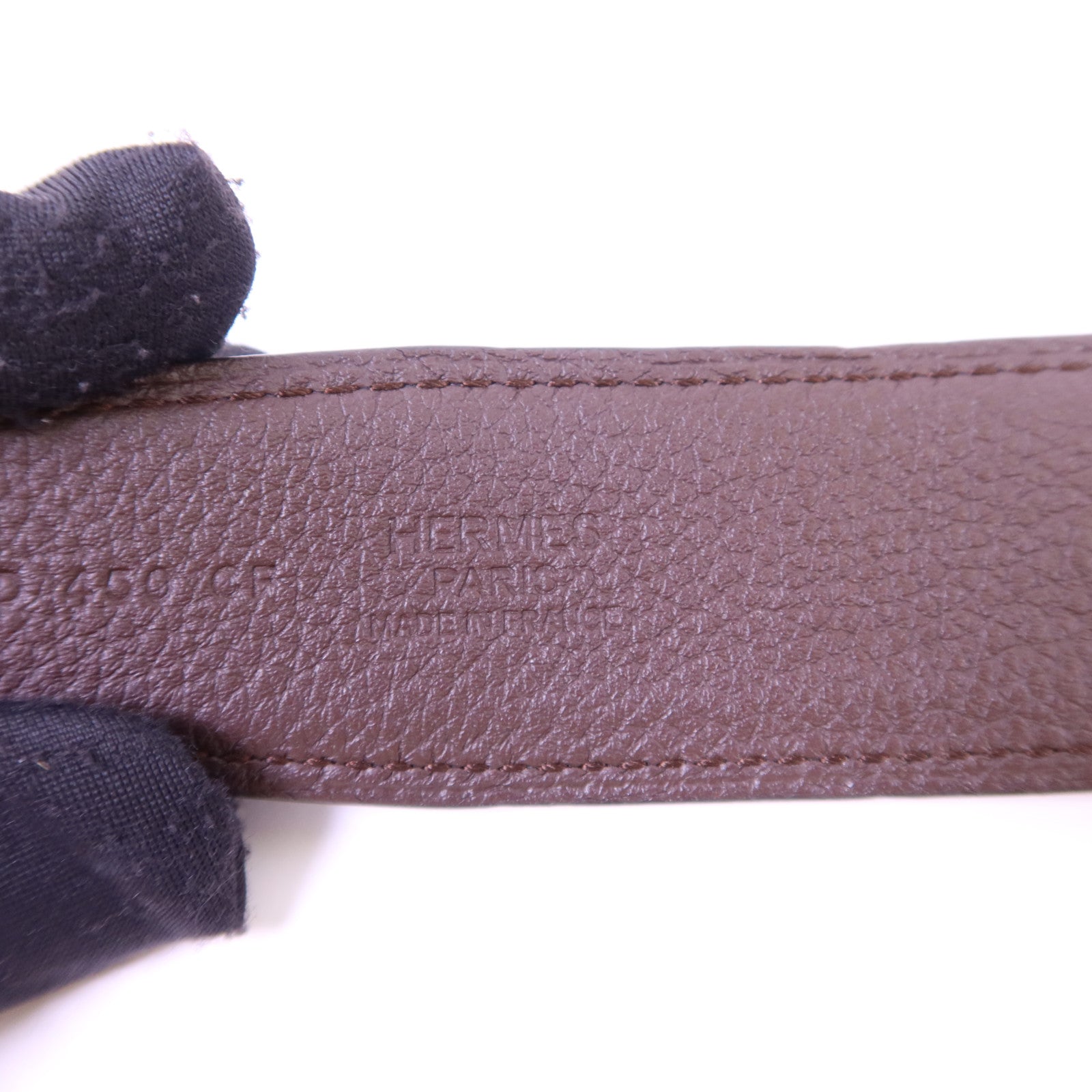 HERMES Box/Togo皮革Constance H Belt 90cm金扣皮帶Noir/Chocolat