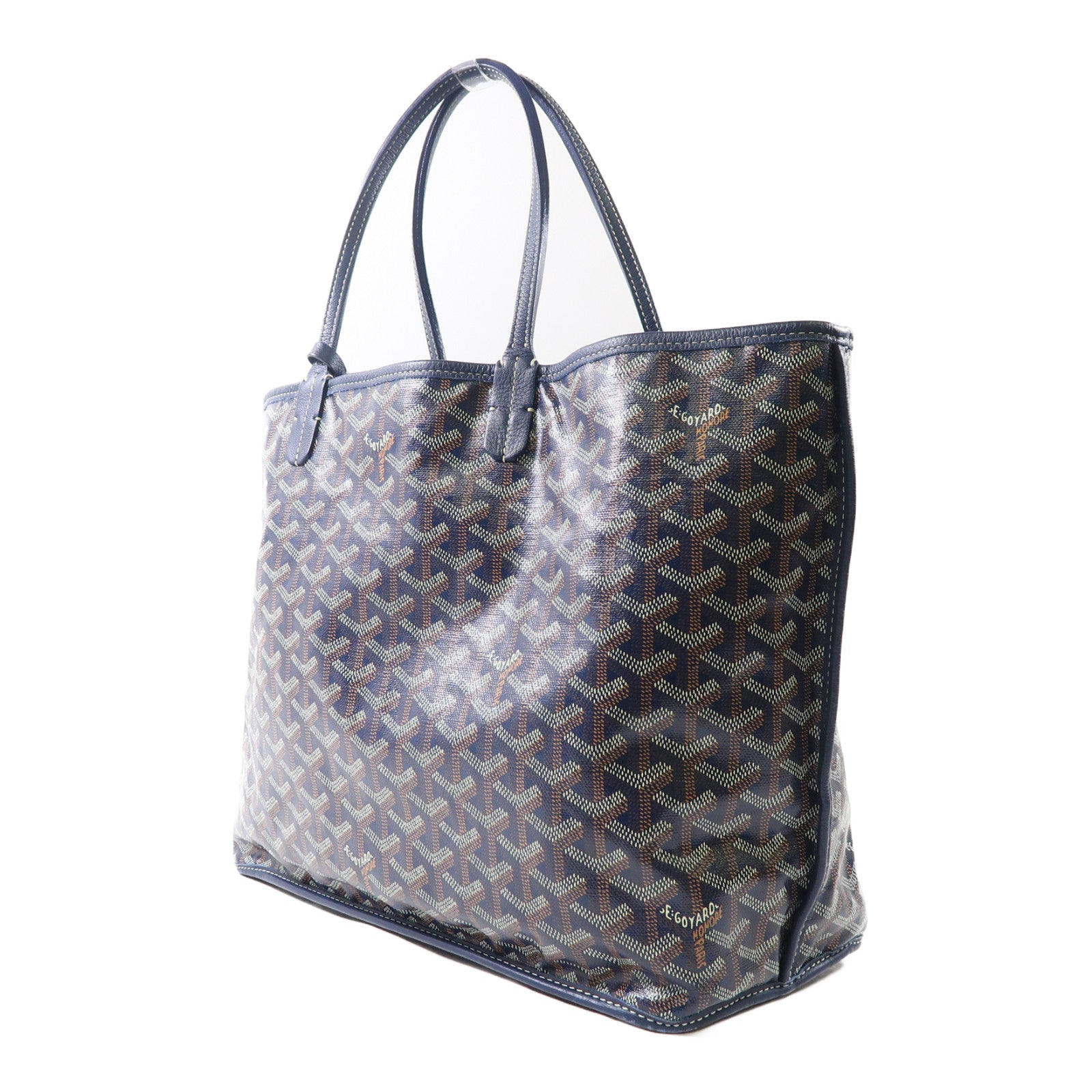 GOYARD 塗層帆布Anjou銀扣手挽袋/肩背袋深藍色