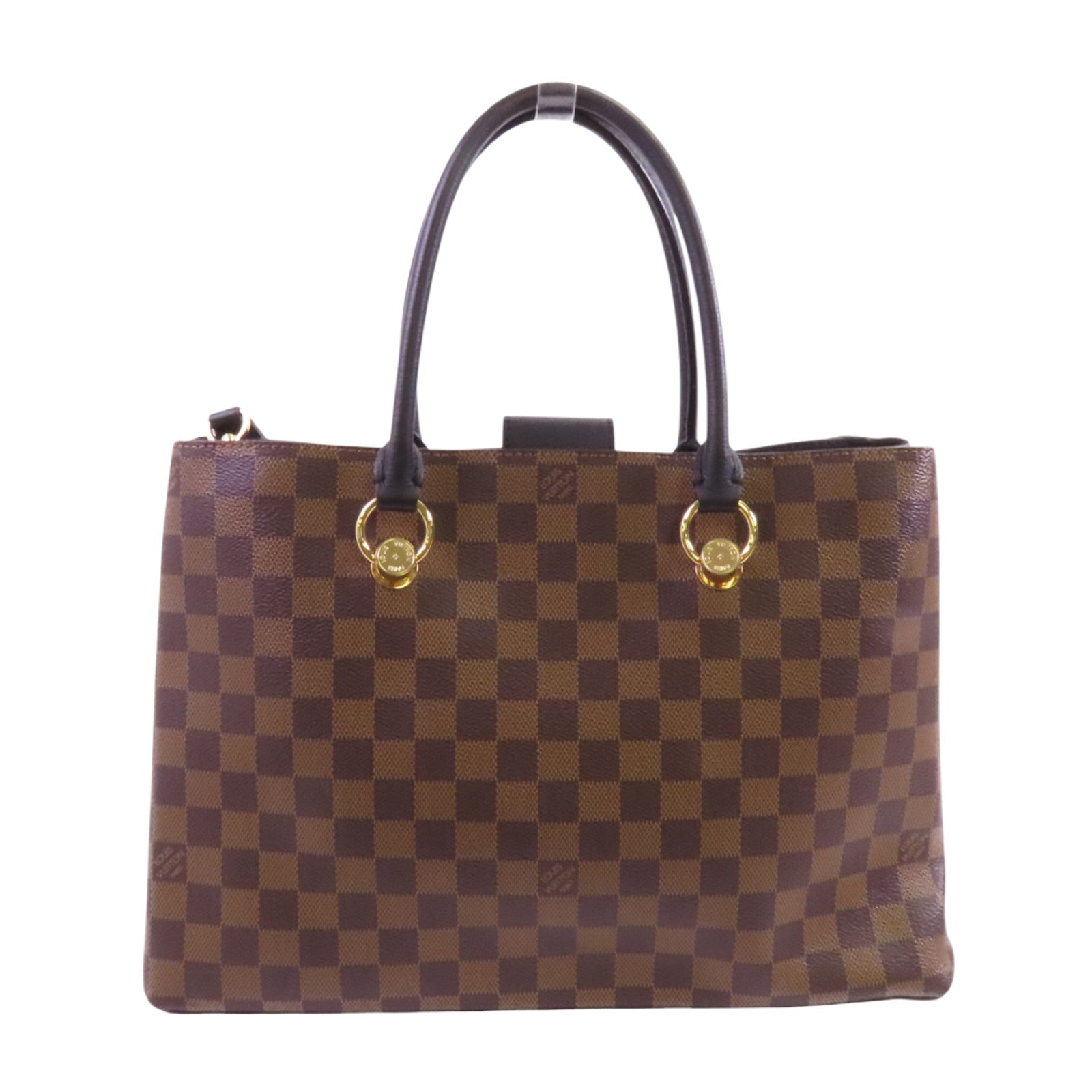 LOUIS VUITTON Damier Ebene Riverside金扣手挽肩背兩用袋