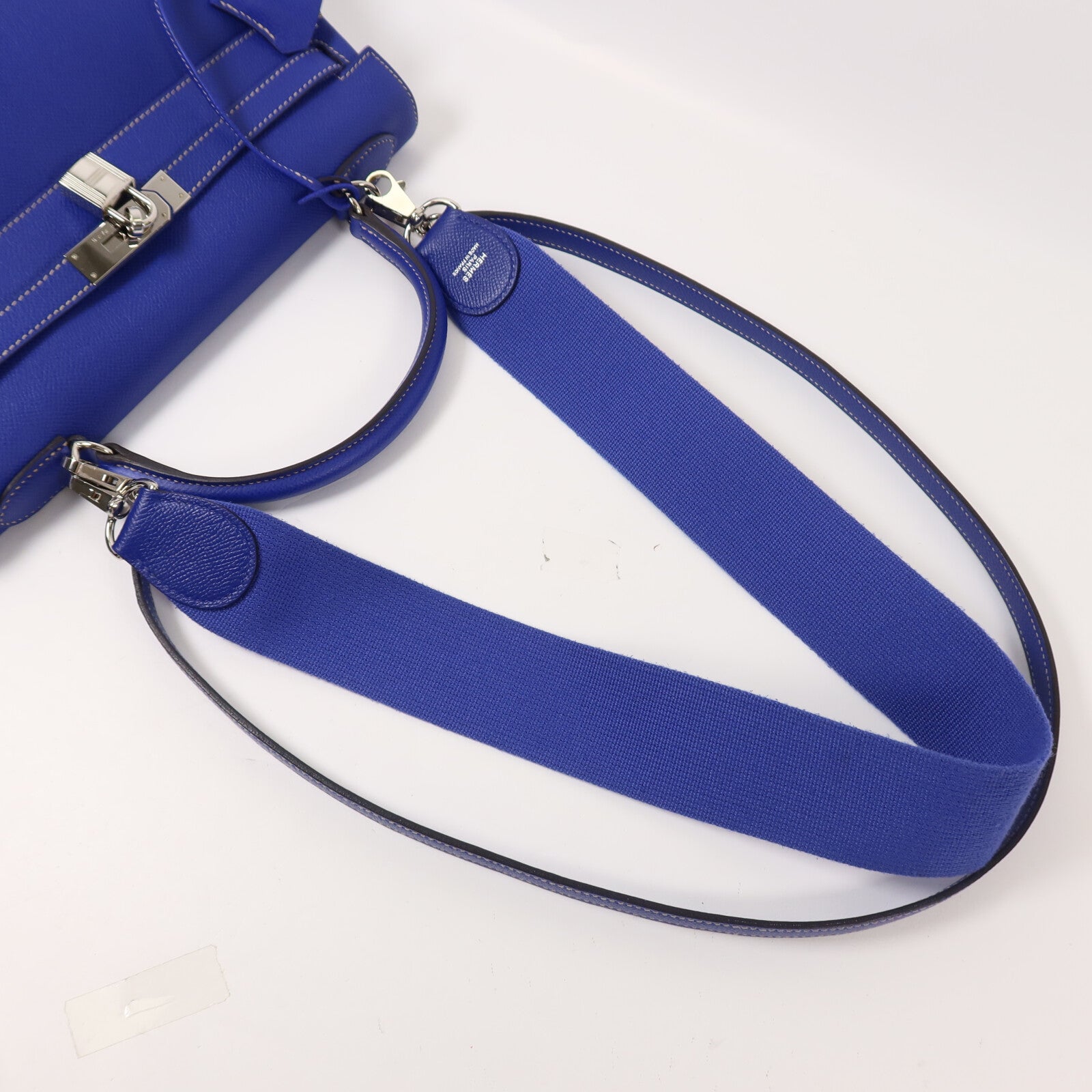 HERMES Epsom皮革Kelly 32手挽肩背兩用袋Bleu Electrique