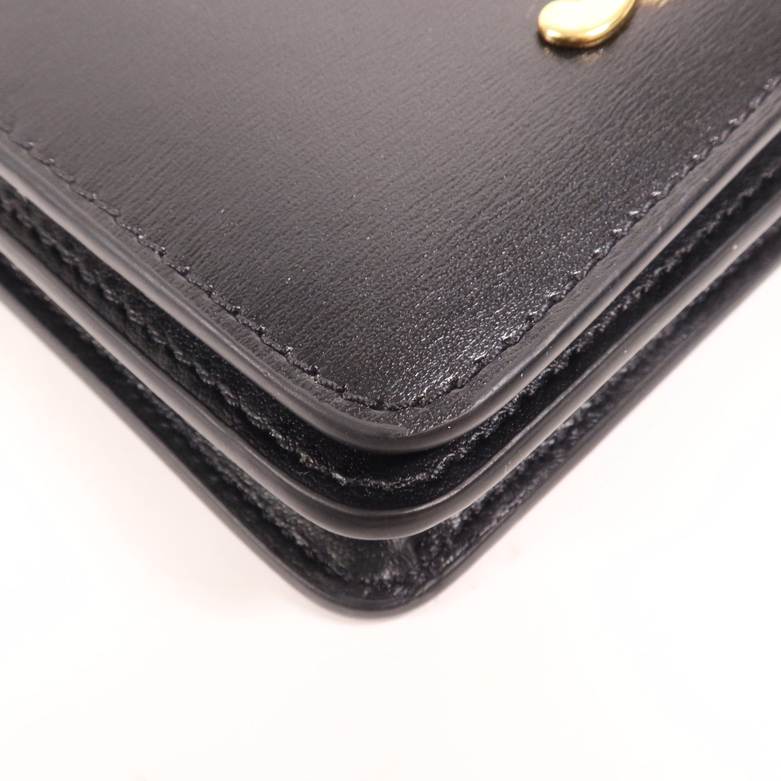 CELINE 牛皮皮革Triomphe Compact Wallet金扣錢包