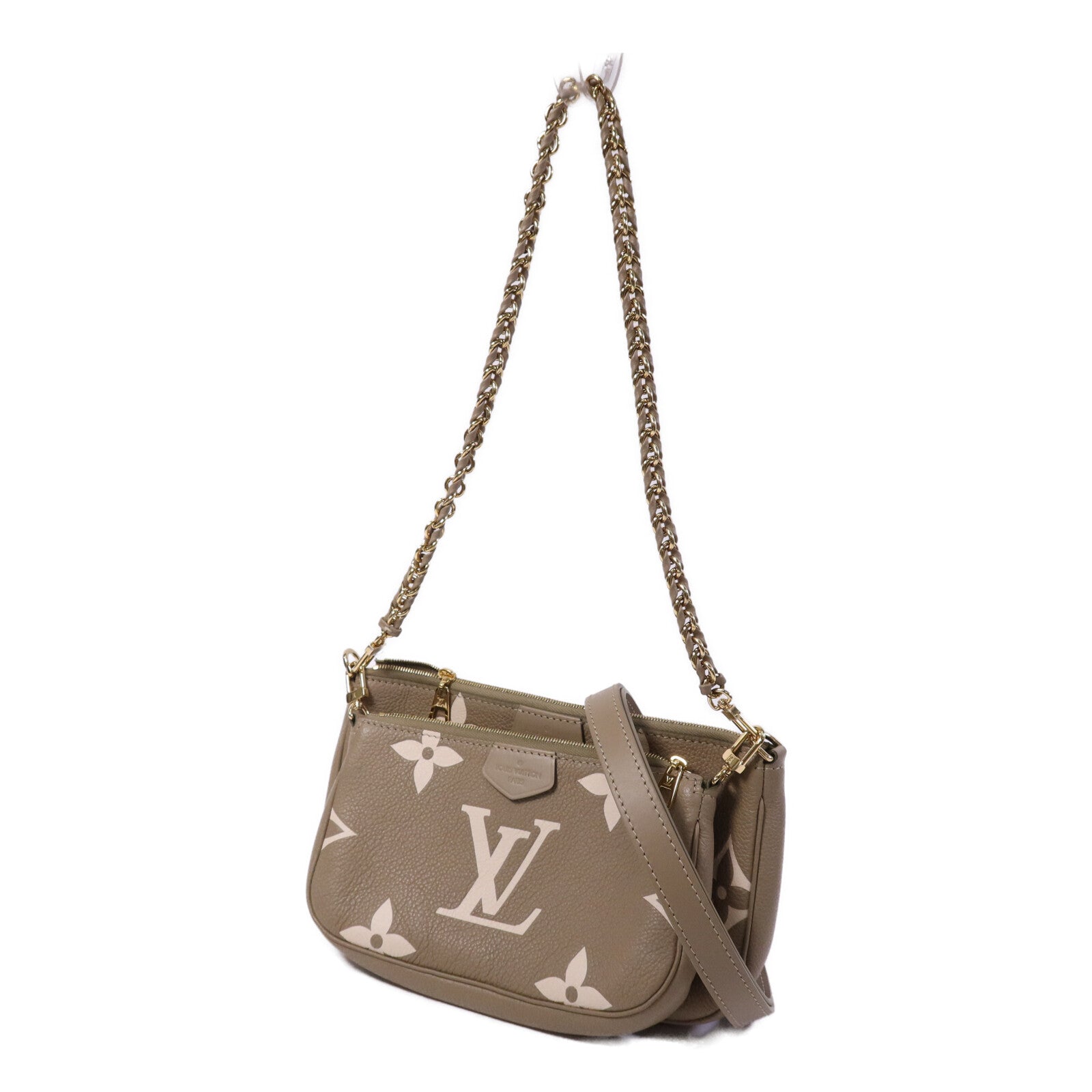 LOUIS VUITTON Monogram Empreinte Multi Pochette Accessoires金扣手挽肩背兩用袋
