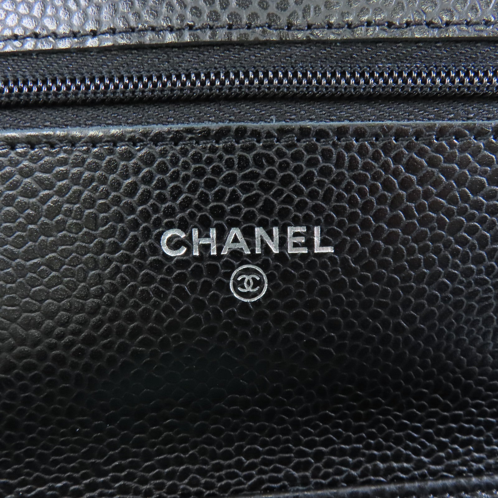 CHANEL 菱格Caviar皮革Wallet On Chain銀扣鏈帶肩背袋黑色