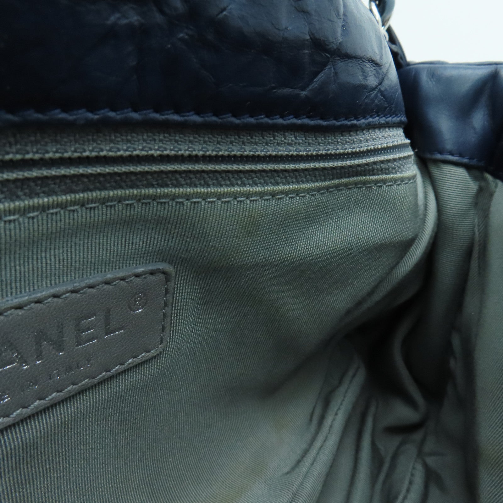 CHANEL 菱格牛皮皮革Ultra Stitch Flap Bag銀扣肩背袋藍色