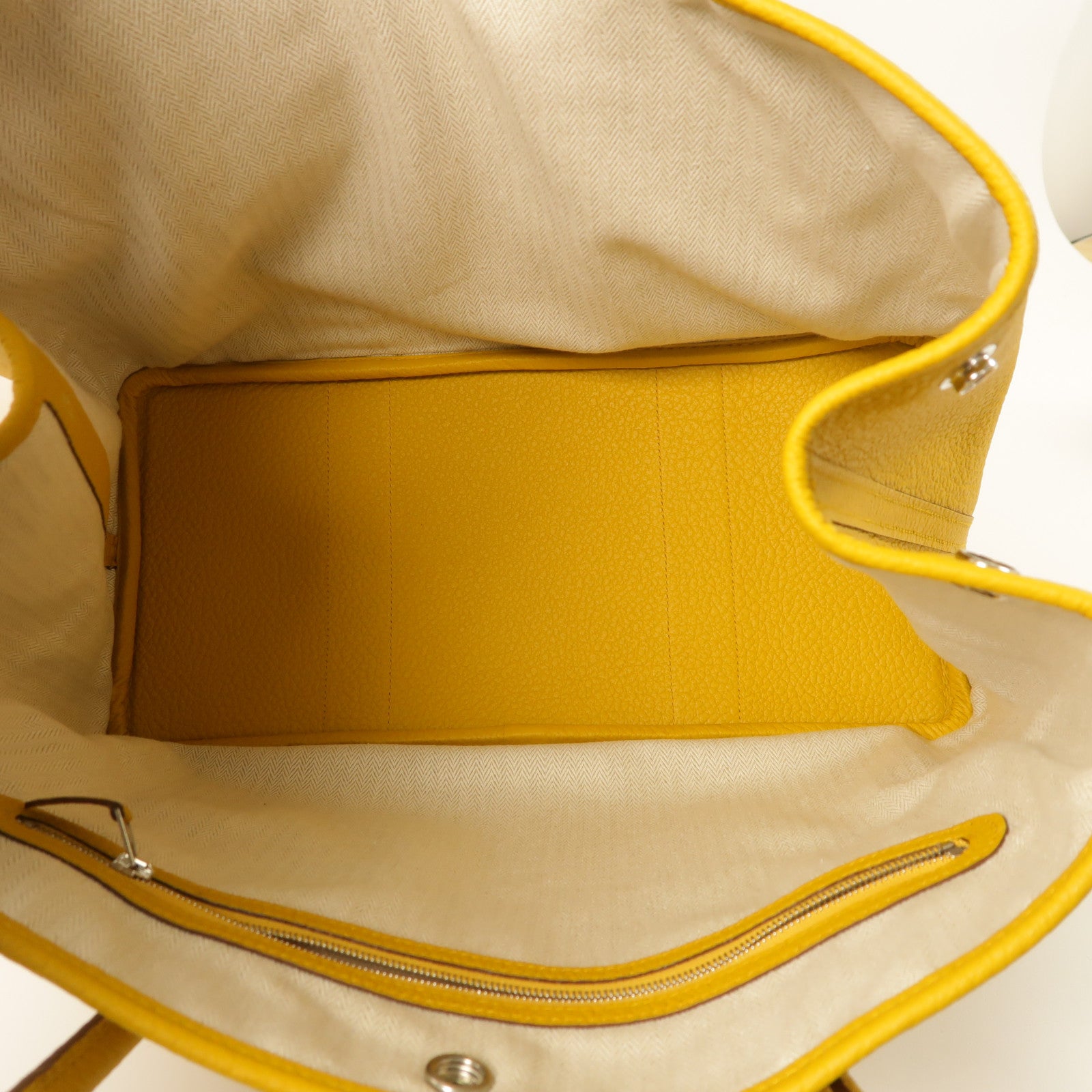 HERMES Negonda皮革Garden Party PM銀扣手挽袋Jaune Ambre