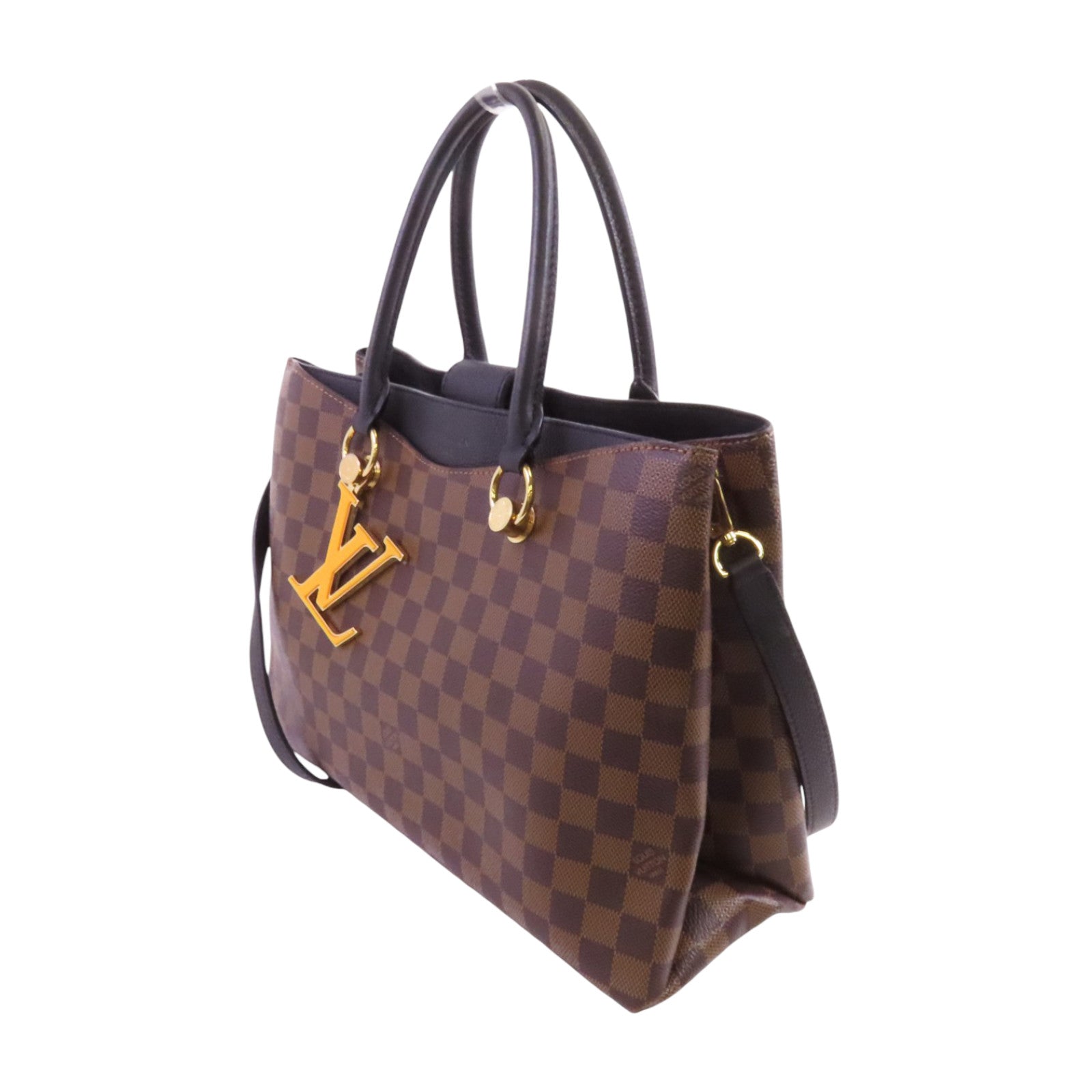 LOUIS VUITTON Damier Ebene Riverside金扣手挽肩背兩用袋
