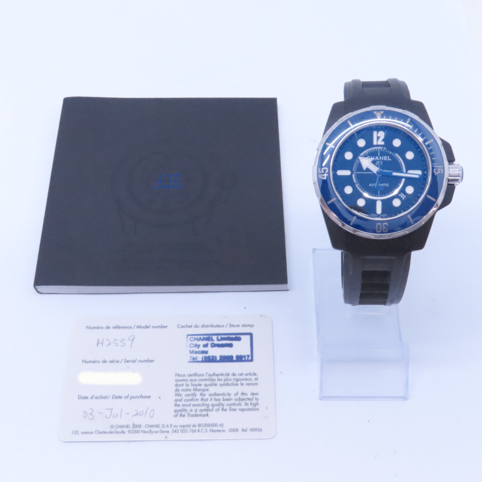 CHANEL J12不鏽鋼/橡膠帶手錶自動機芯藍色