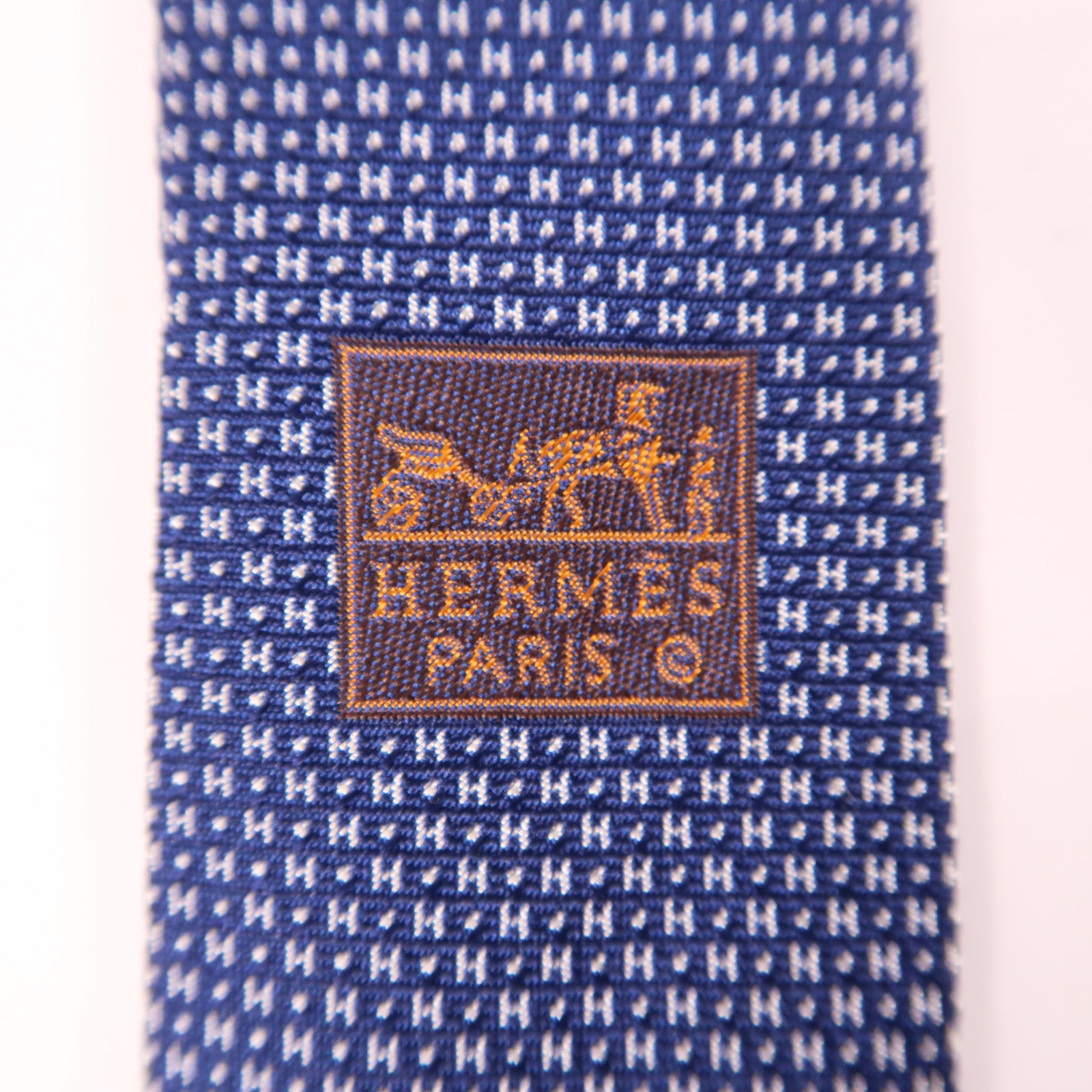 HERMES 絲質Tie領帶藍色