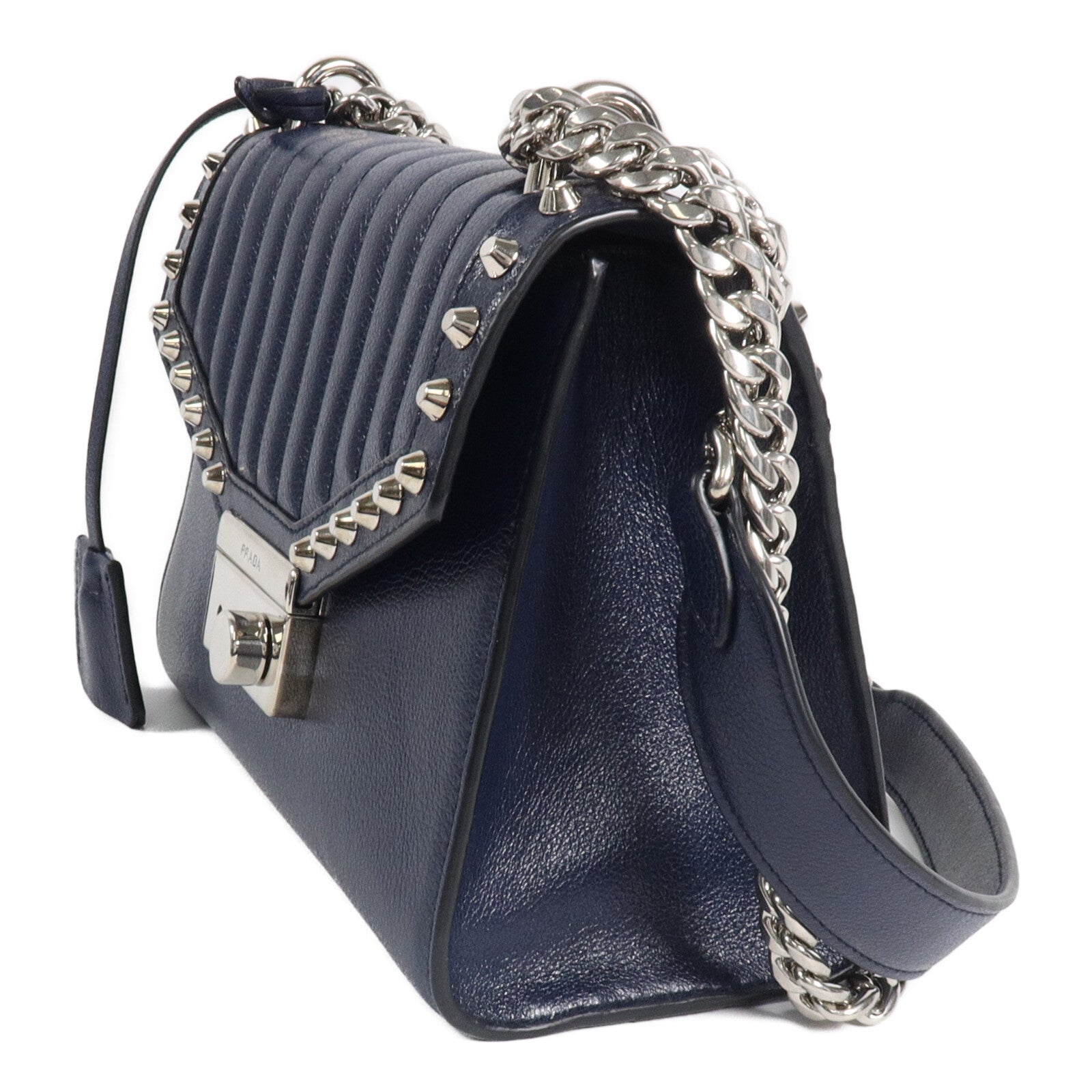 PRADA 牛皮皮革Studded Padlock肩背袋
