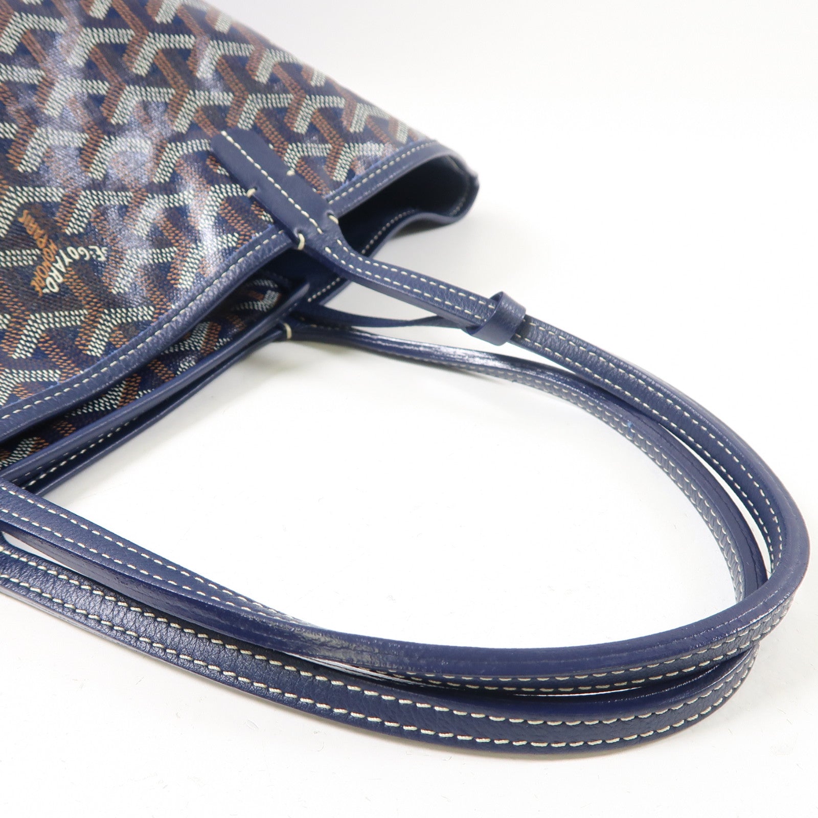 GOYARD 塗層帆布Anjou銀扣手挽袋/肩背袋深藍色