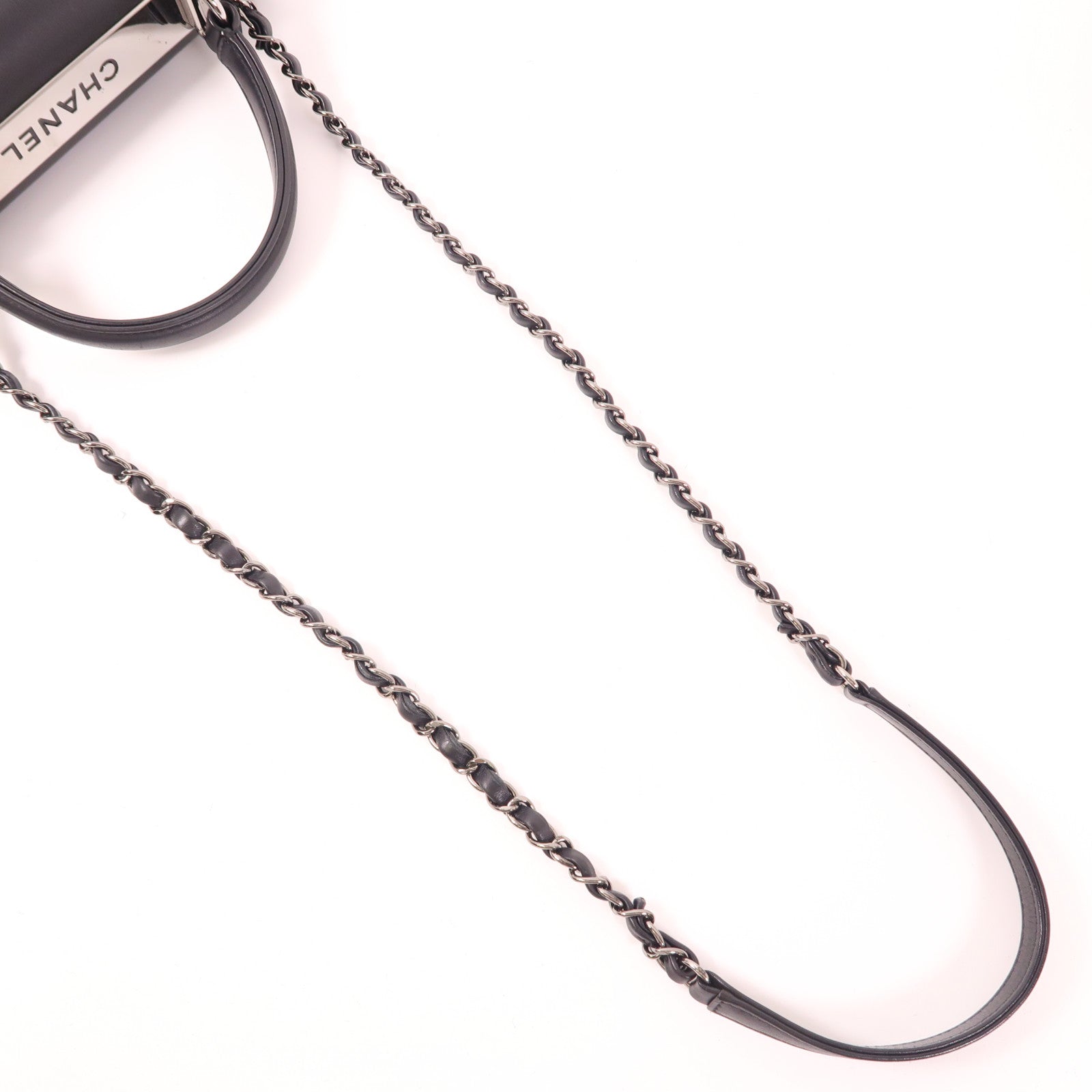 CHANEL 牛皮皮革2 Way Shoulder銀扣手挽肩背兩用袋