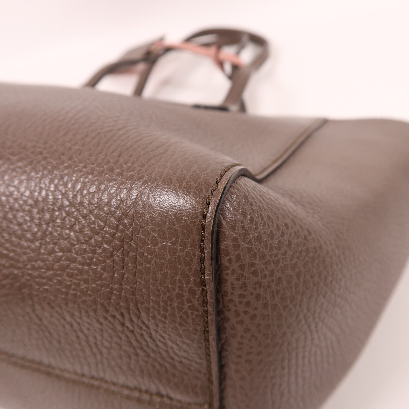 GUCCI 牛皮皮革Shoulder Bag金扣肩背袋卡其色/粉紅色