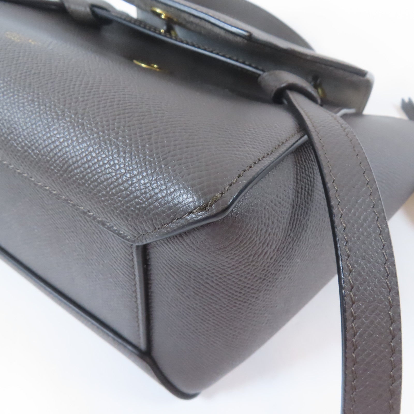 CELINE 牛皮皮革Nano Belt Bag金扣手挽肩背兩用袋灰色