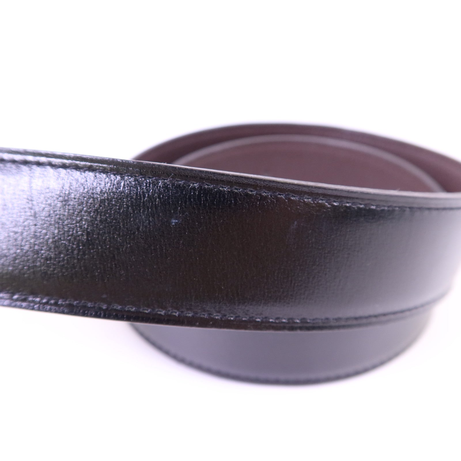 HERMES Box/Togo皮革Constance H Belt 90cm金扣皮帶Noir/Chocolat