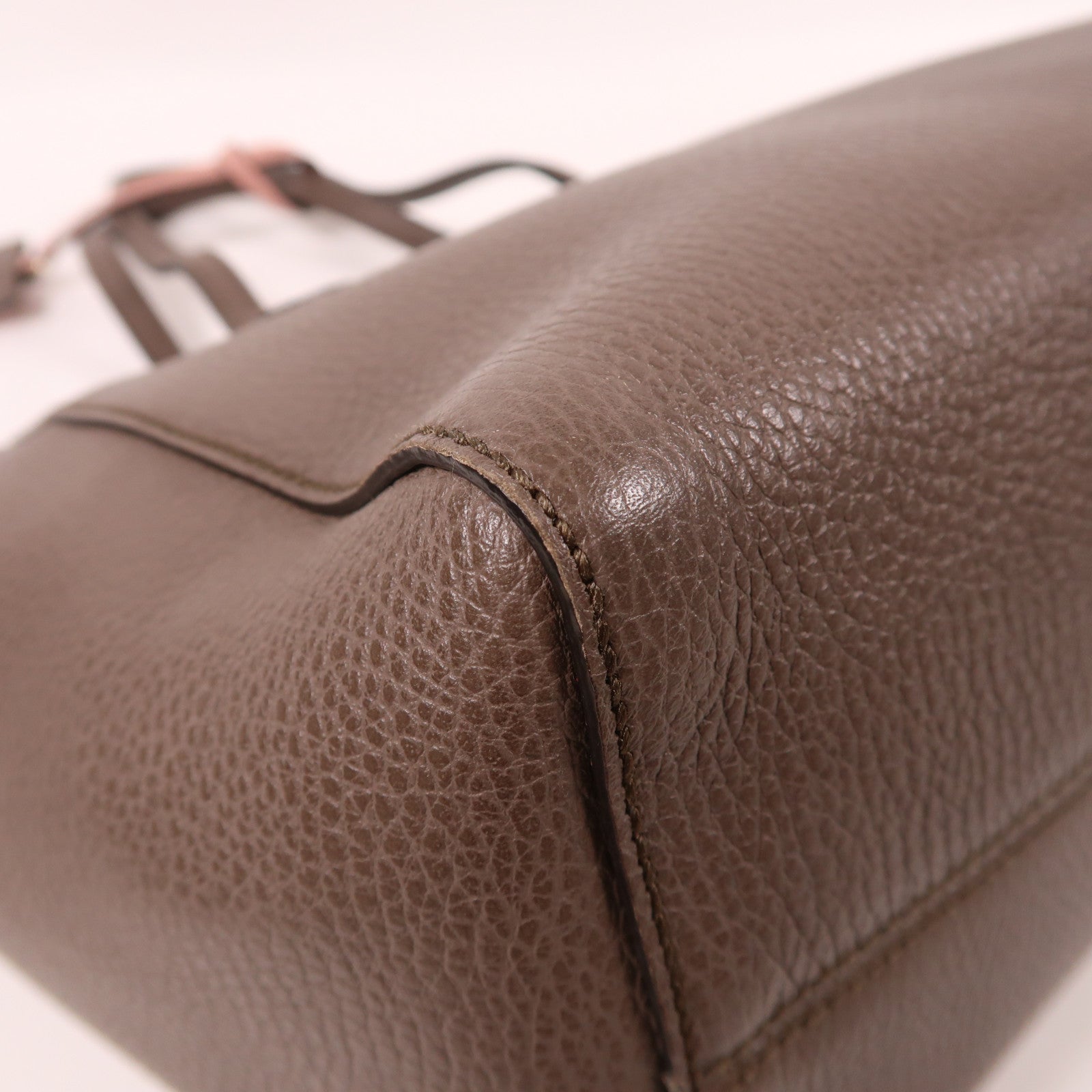 GUCCI 牛皮皮革Shoulder Bag金扣肩背袋卡其色/粉紅色