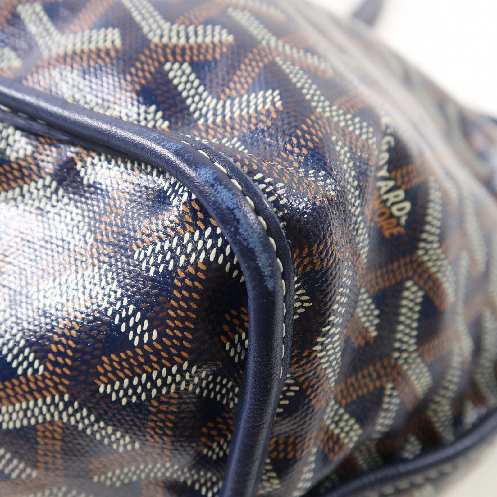 GOYARD 塗層帆布Anjou銀扣手挽袋/肩背袋深藍色