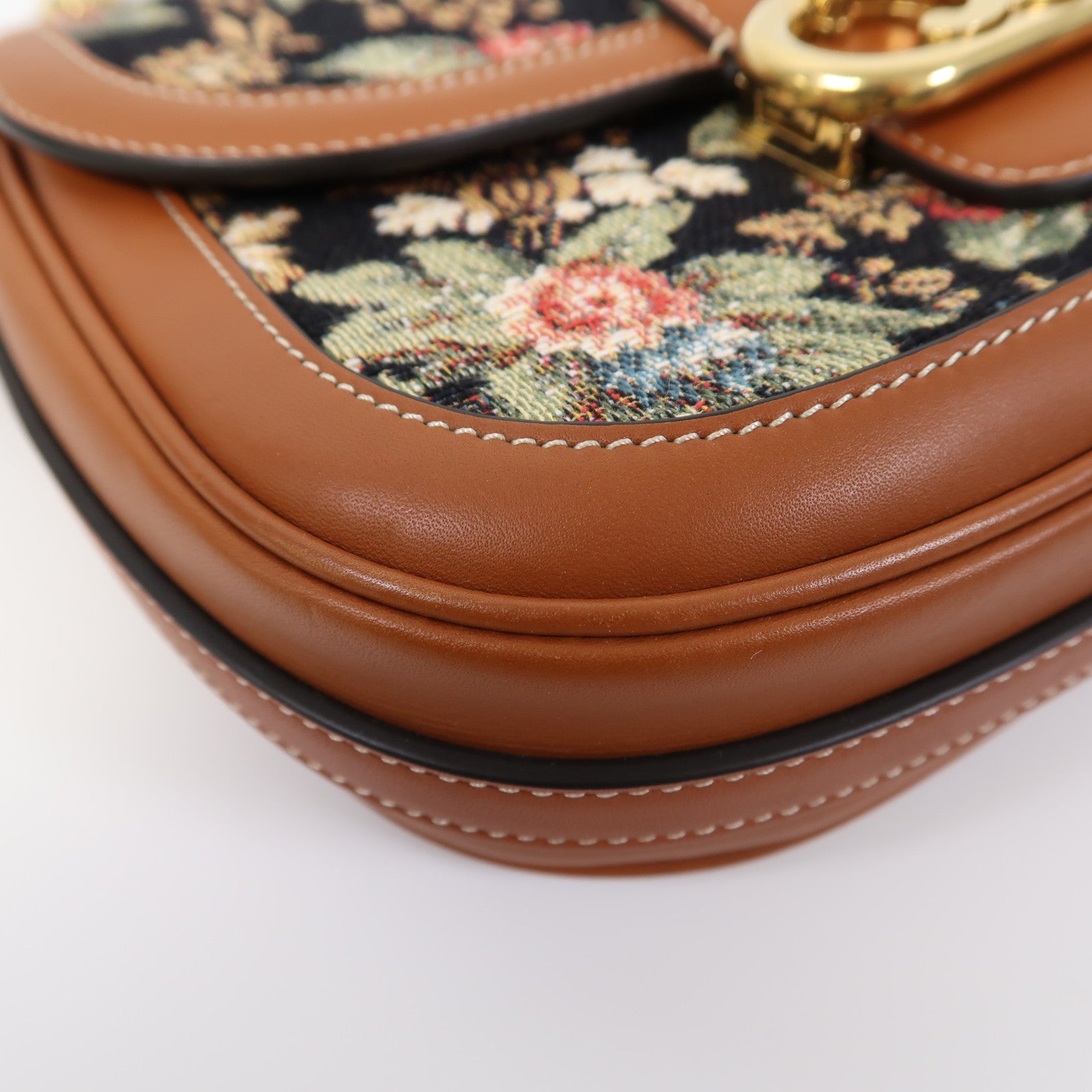 CELINE 帆布Shoulder Bag金扣鏈帶肩背袋啡色