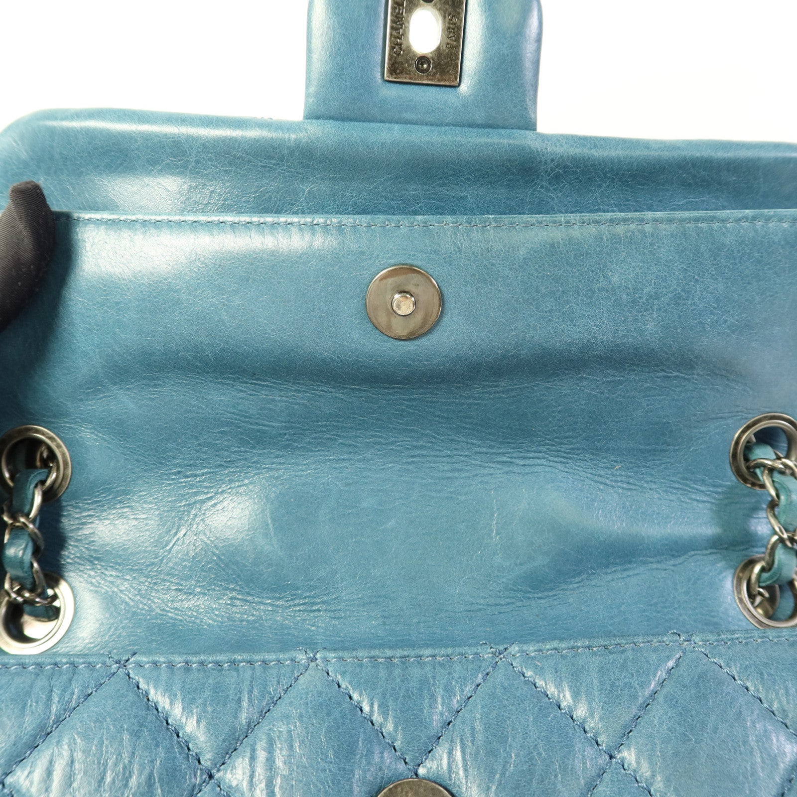 CHANEL 牛皮皮革Chain Shoulder銀扣鏈帶肩背袋