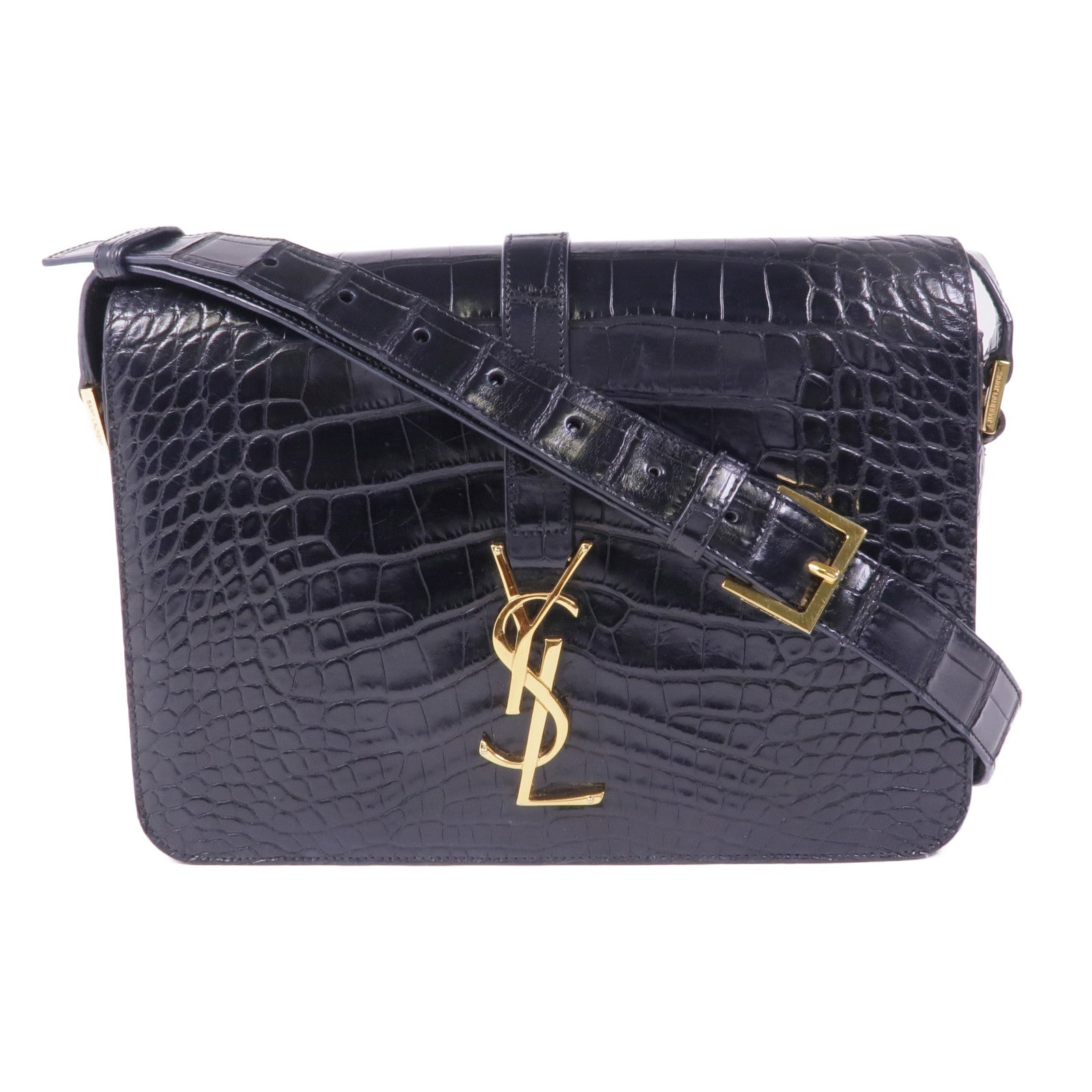 SAINT LAURENT 鱷魚皮革Classic Universite金扣肩背袋