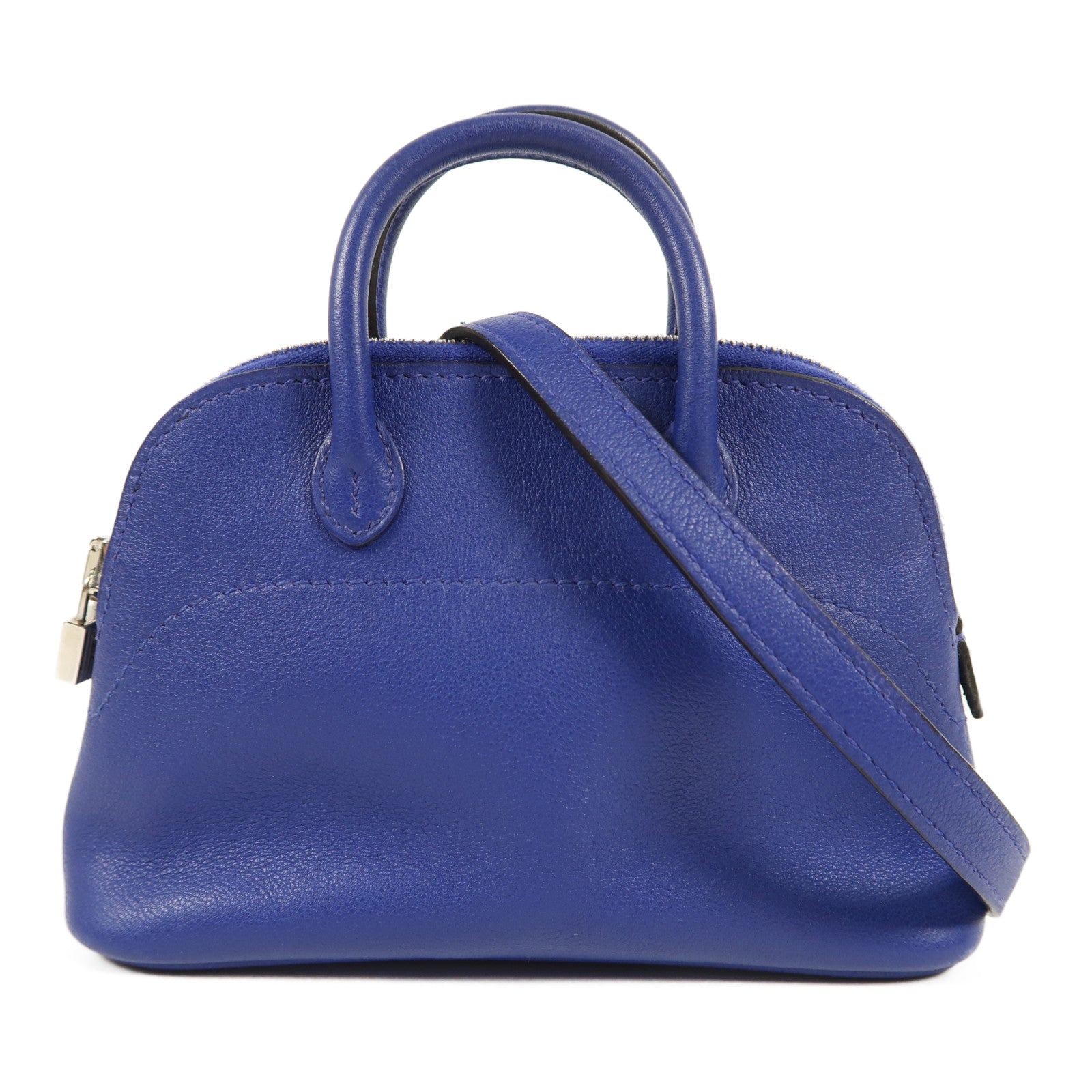 HERMES PHW Mini Bolide 2way Shoulder Bag Swift Leather Blue Electric