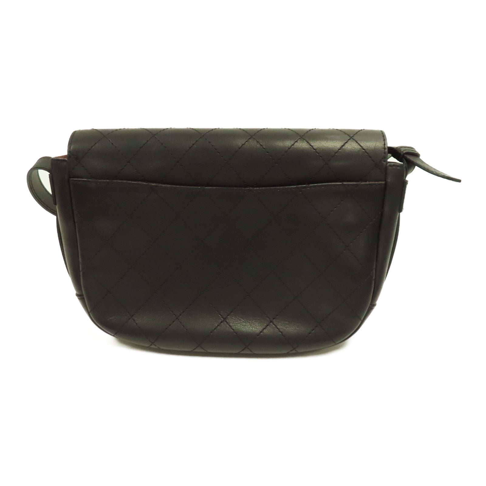 CHANEL 菱格牛皮皮革Shoulder Bag金扣肩背袋黑色