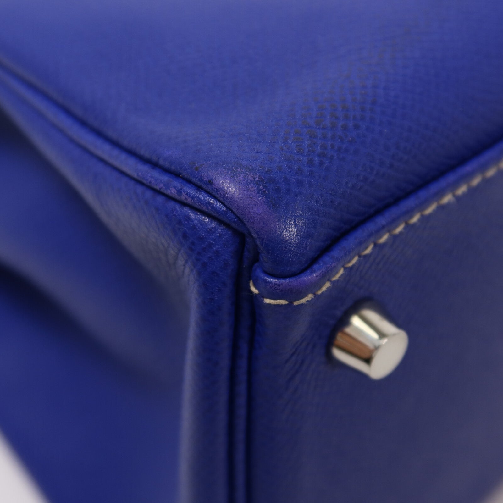 HERMES Epsom皮革Kelly 32手挽肩背兩用袋Bleu Electrique