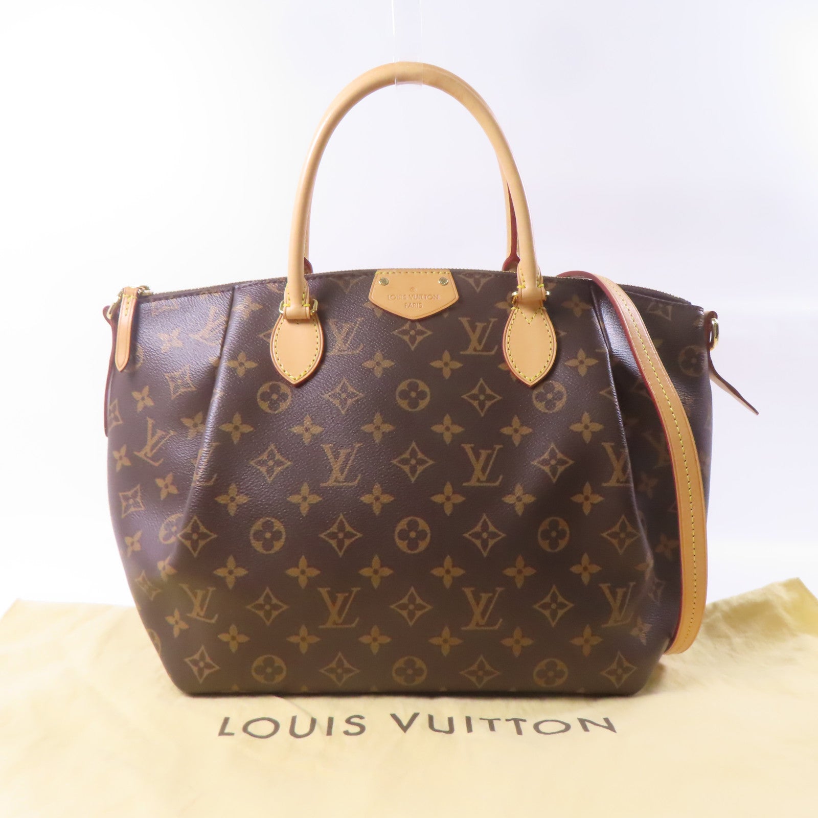 LOUIS VUITTON Monogram Turenne MM金扣手挽肩背兩用袋棕色