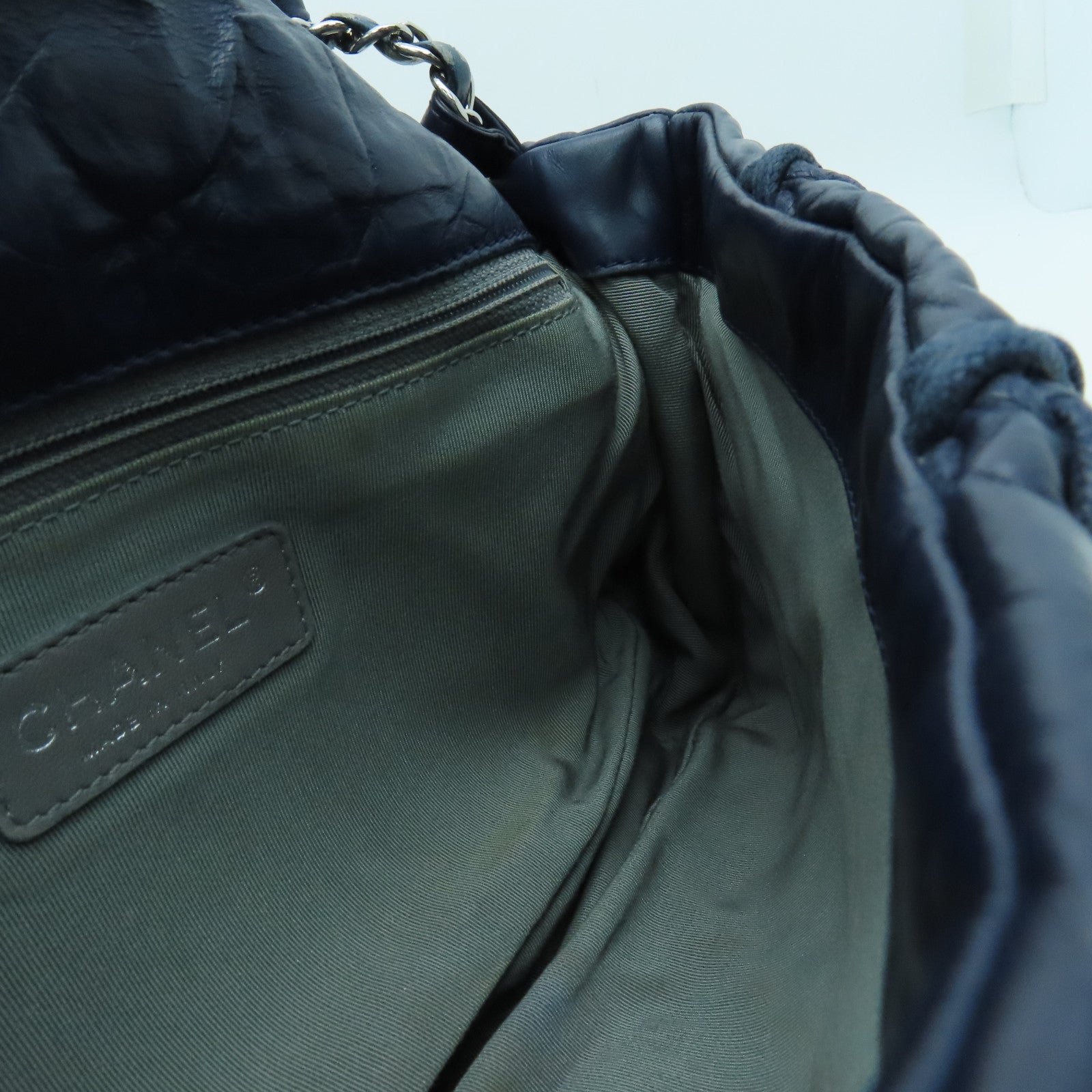 CHANEL 菱格牛皮皮革Ultra Stitch Flap Bag銀扣肩背袋藍色