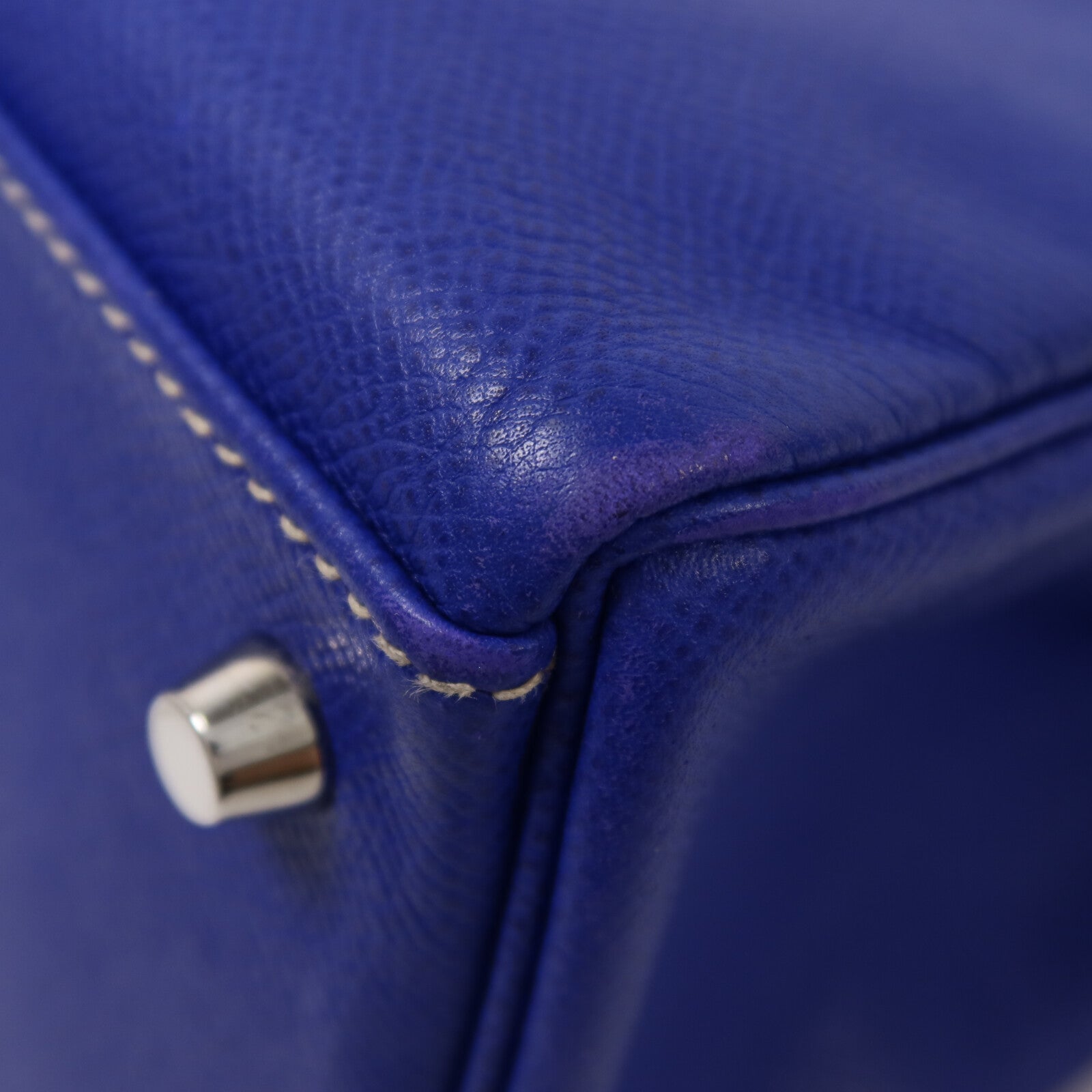 HERMES Epsom皮革Kelly 32手挽肩背兩用袋Bleu Electrique