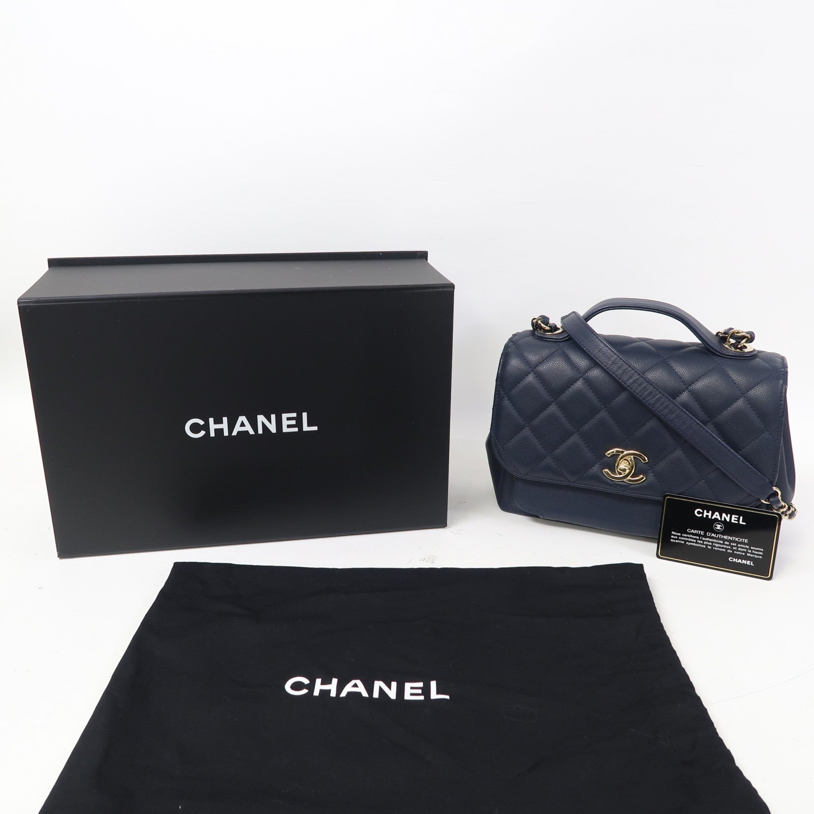 CHANEL 菱格牛皮皮革Shoulder Bag金扣鏈帶肩背袋藍色