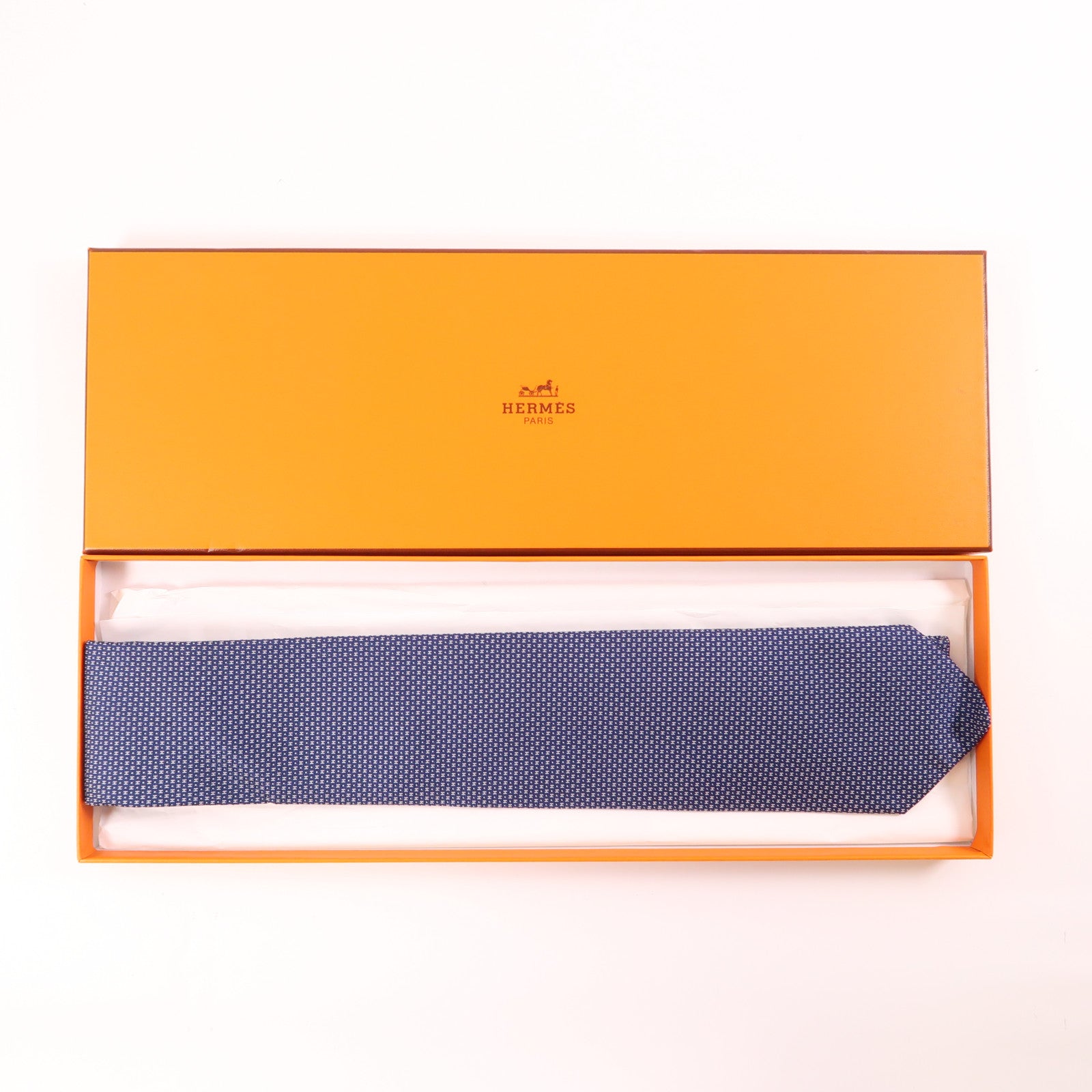 HERMES 絲質Tie領帶藍色