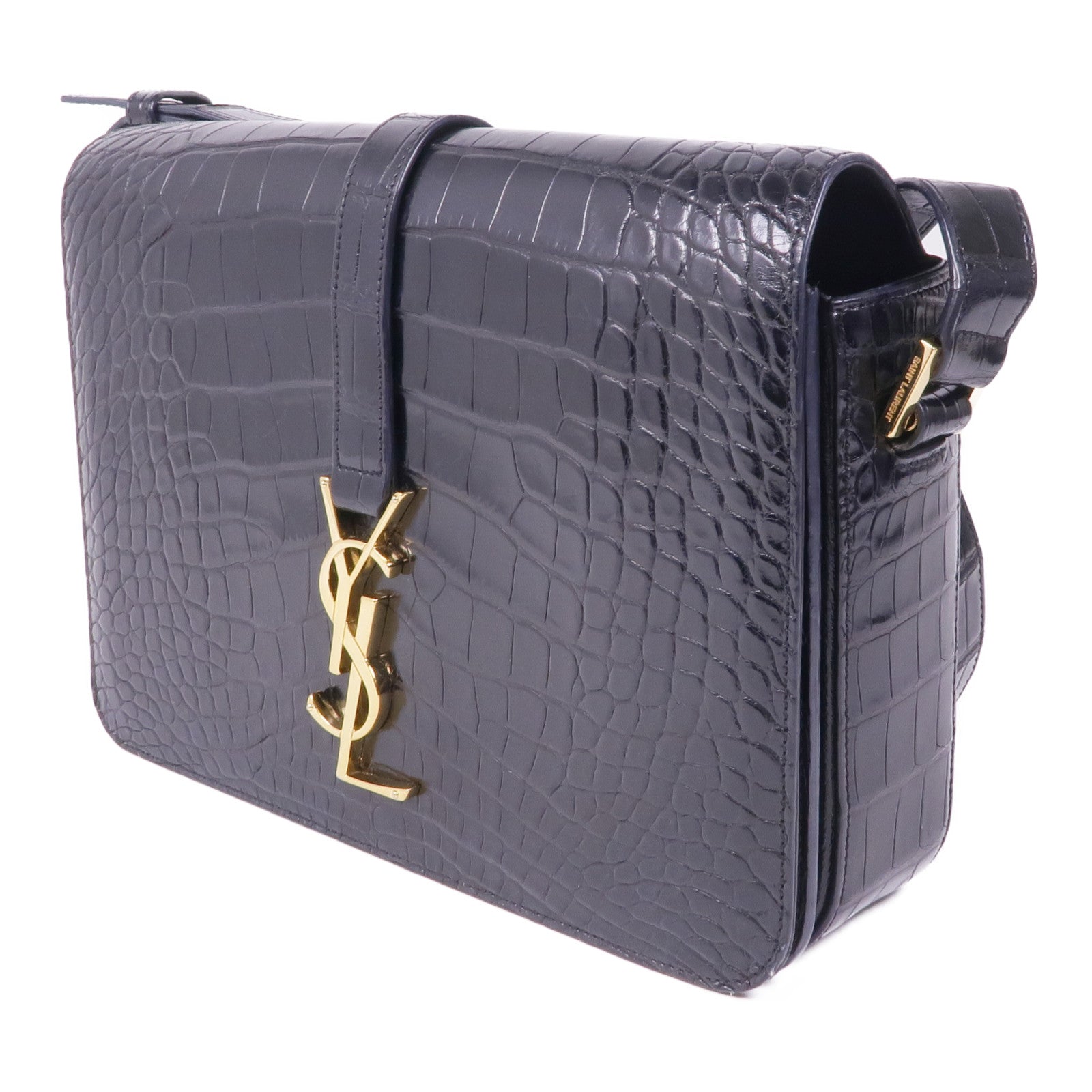 SAINT LAURENT 鱷魚皮革Classic Universite金扣肩背袋