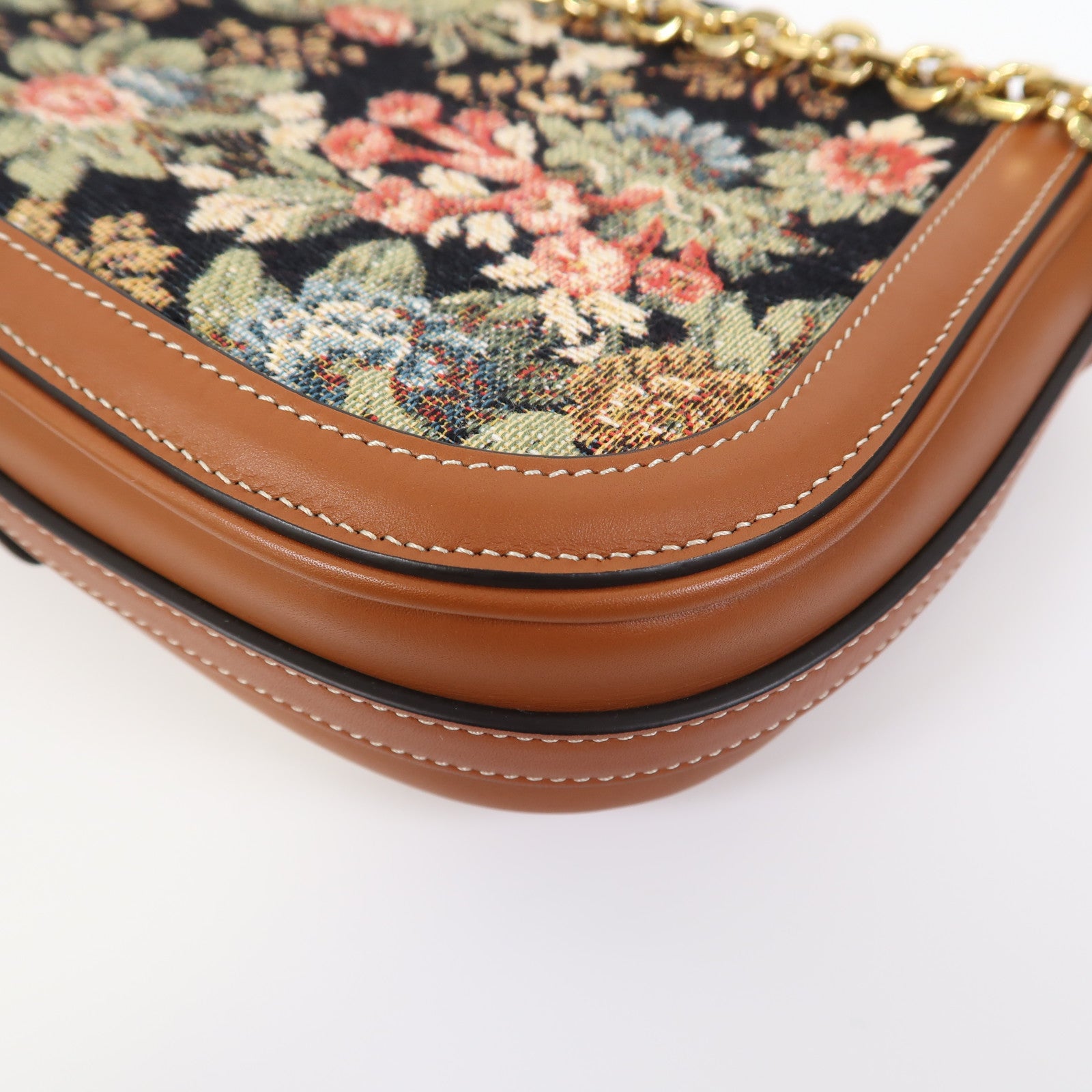 CELINE 帆布Shoulder Bag金扣鏈帶肩背袋啡色