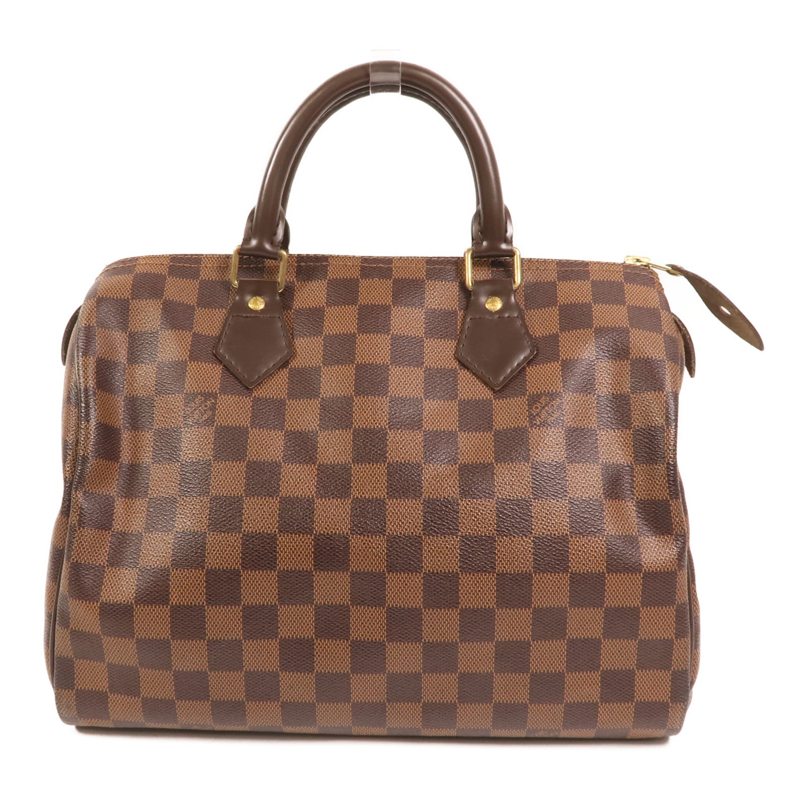 LOUIS VUITTON Damier Speedy 30金扣手挽袋