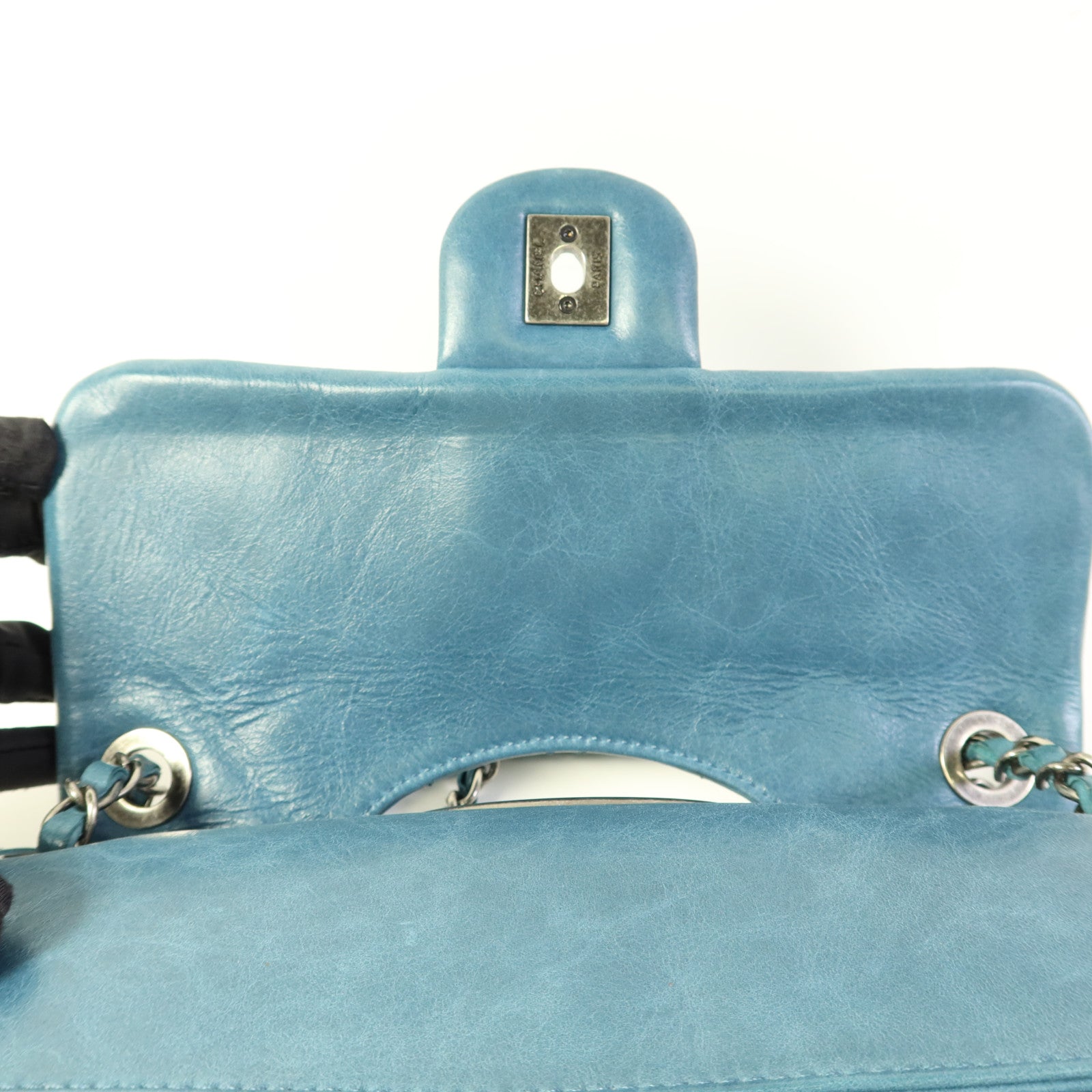 CHANEL 牛皮皮革Chain Shoulder銀扣鏈帶肩背袋