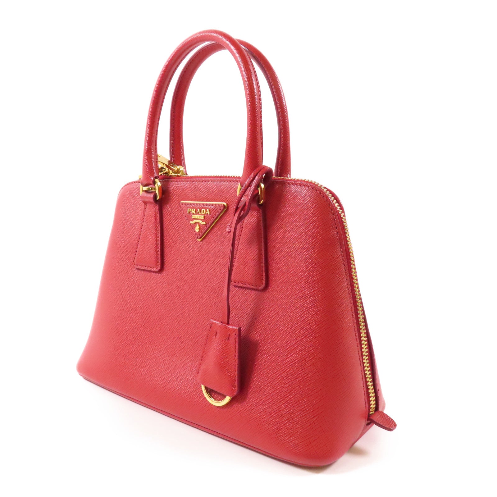 PRADA 牛皮皮革2 Way Shoulder金扣手挽肩背兩用袋紅色