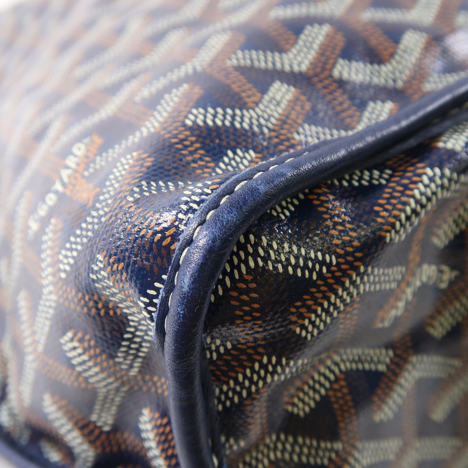 GOYARD 塗層帆布Anjou銀扣手挽袋/肩背袋深藍色