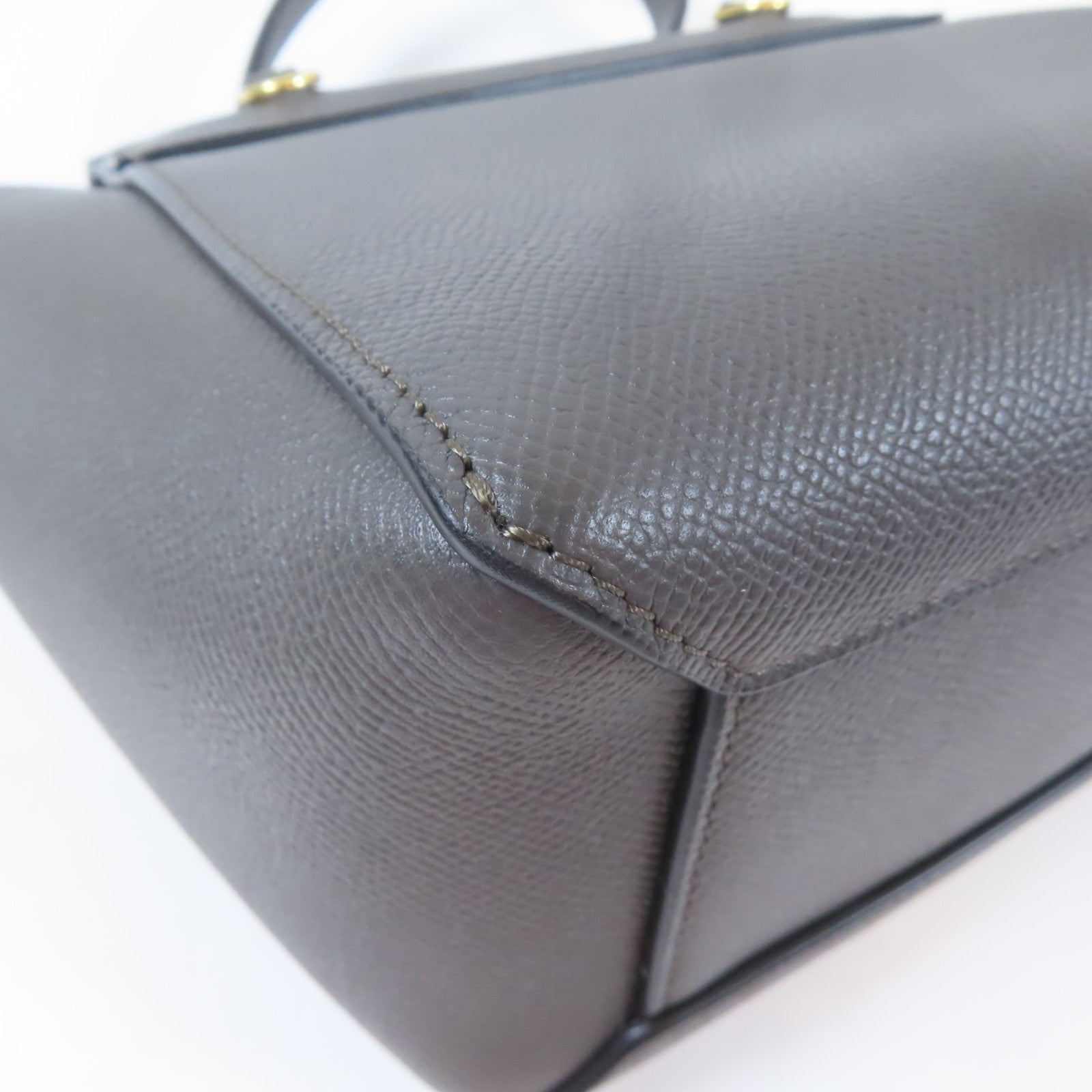 CELINE 牛皮皮革Nano Belt Bag金扣手挽肩背兩用袋灰色