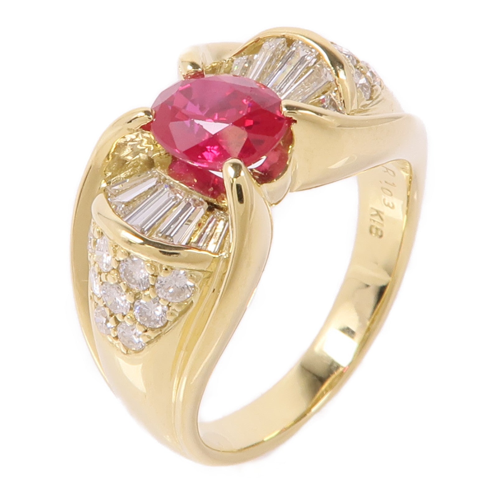 JEWELRY Ruby Diamond Ring 18K Yellow Gold US#6