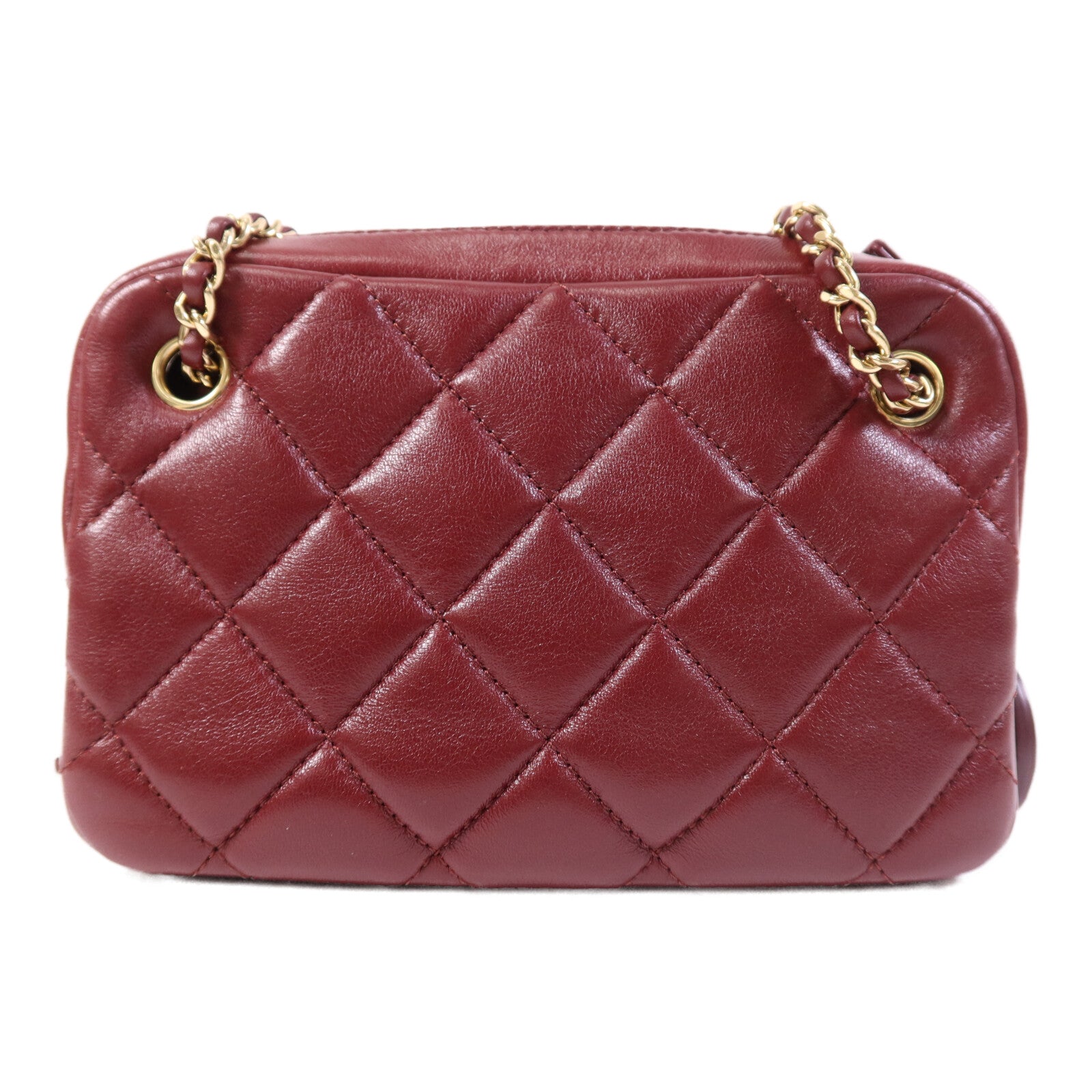 CHANEL 牛皮皮革Camera Bag金扣鏈帶肩背袋